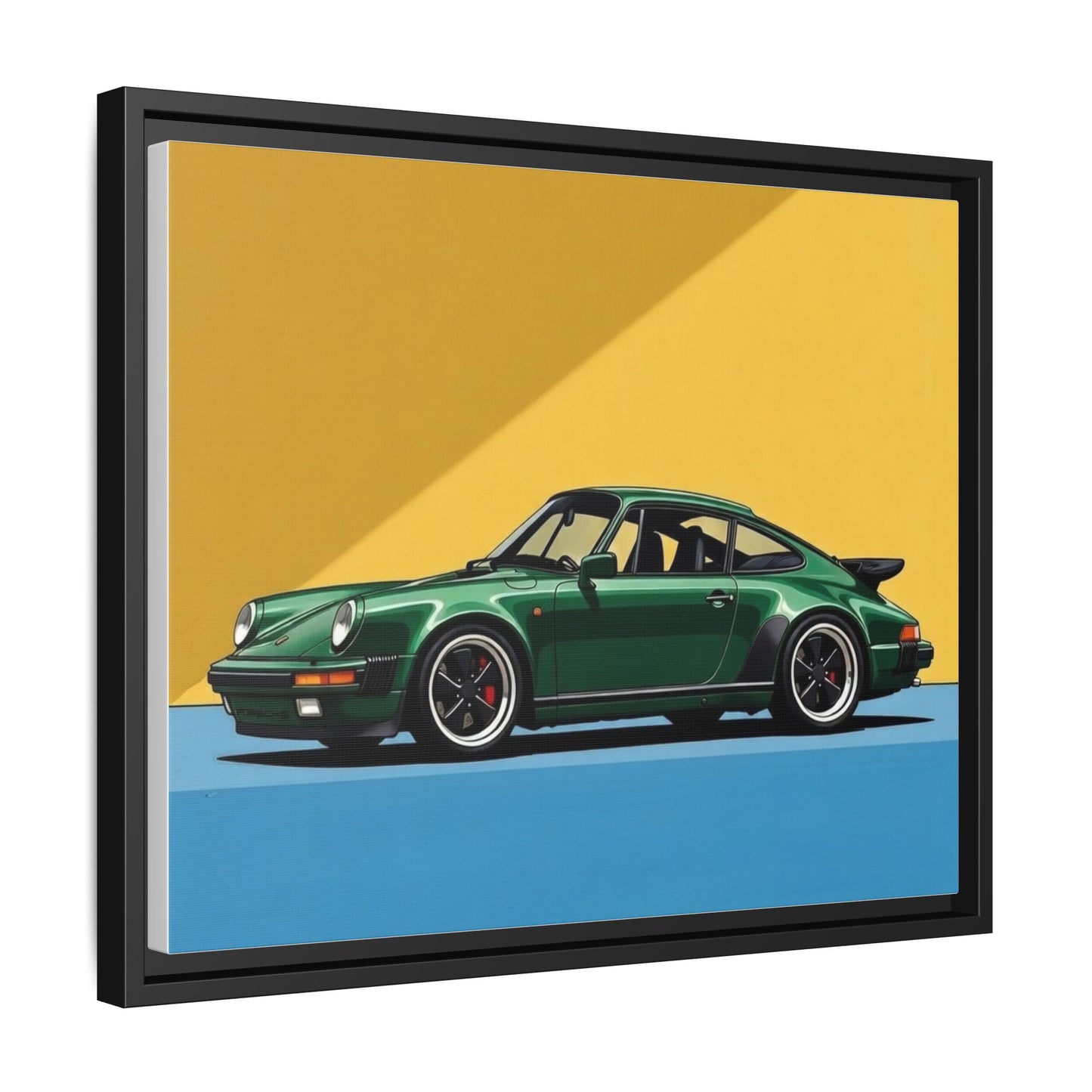 Framed Matte Canvas — Green Sports Car Wall Art