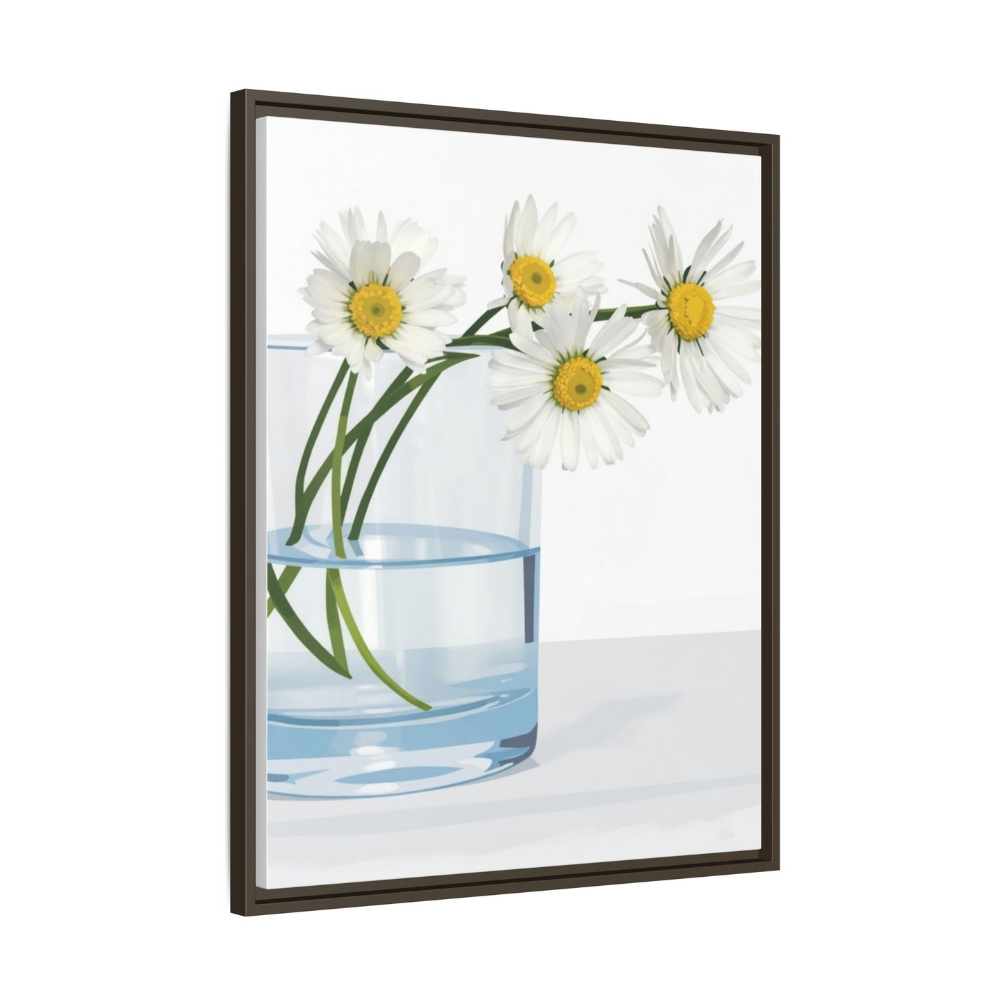 Framed Daisy Canvas Print — Minimal Botanical Wall Art