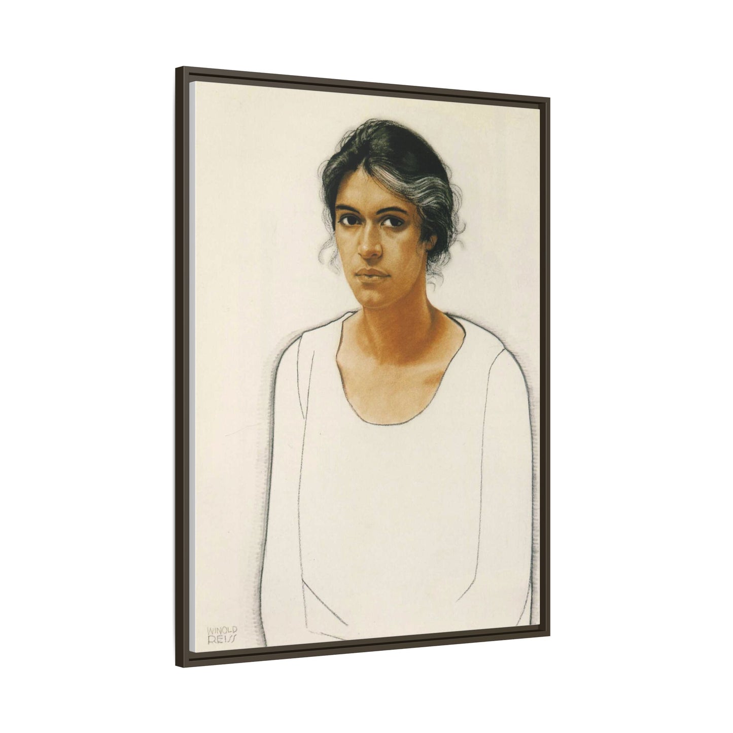 Portrait of a Woman by Winold Reiss Framed Matte Canvas Portrait Print