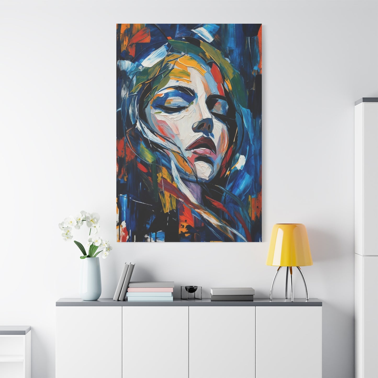 Abstract Colorful Woman Portrait Canvas