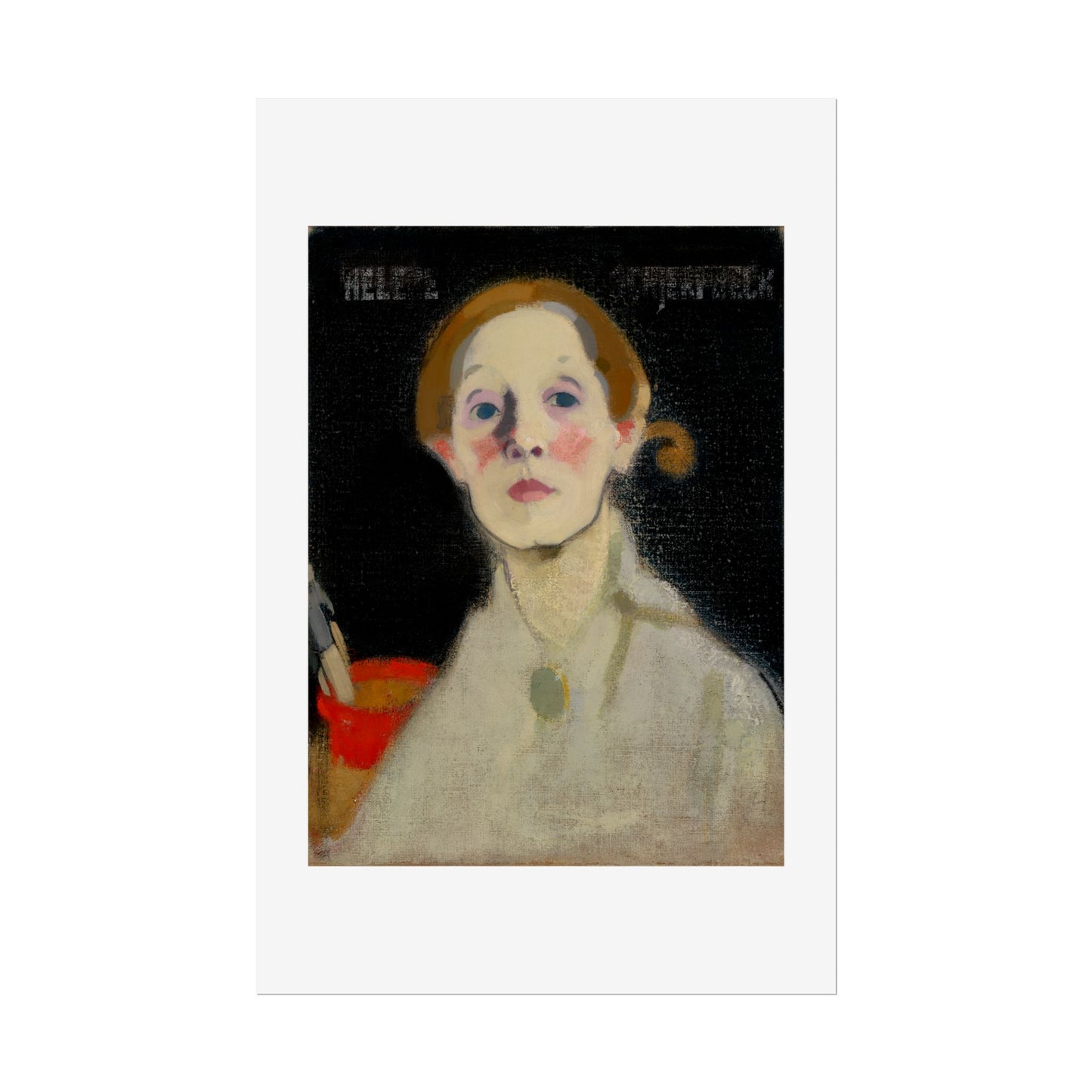 Self-Portrait Black Background by Helene Schjerfbeck Wall Art Print