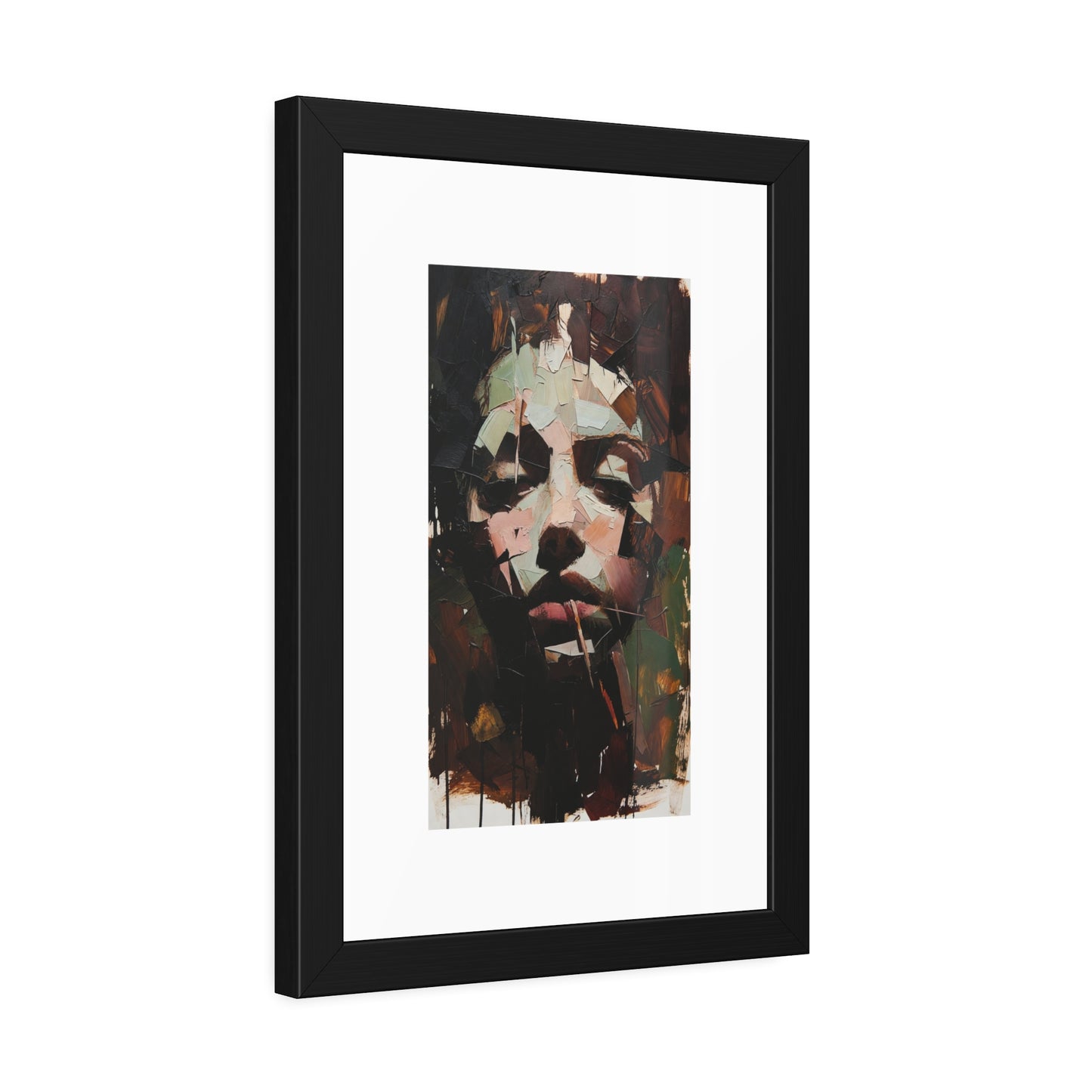 Abstract Portrait Framed Art Print — Moody Contemporary Face Poster for Home & Office