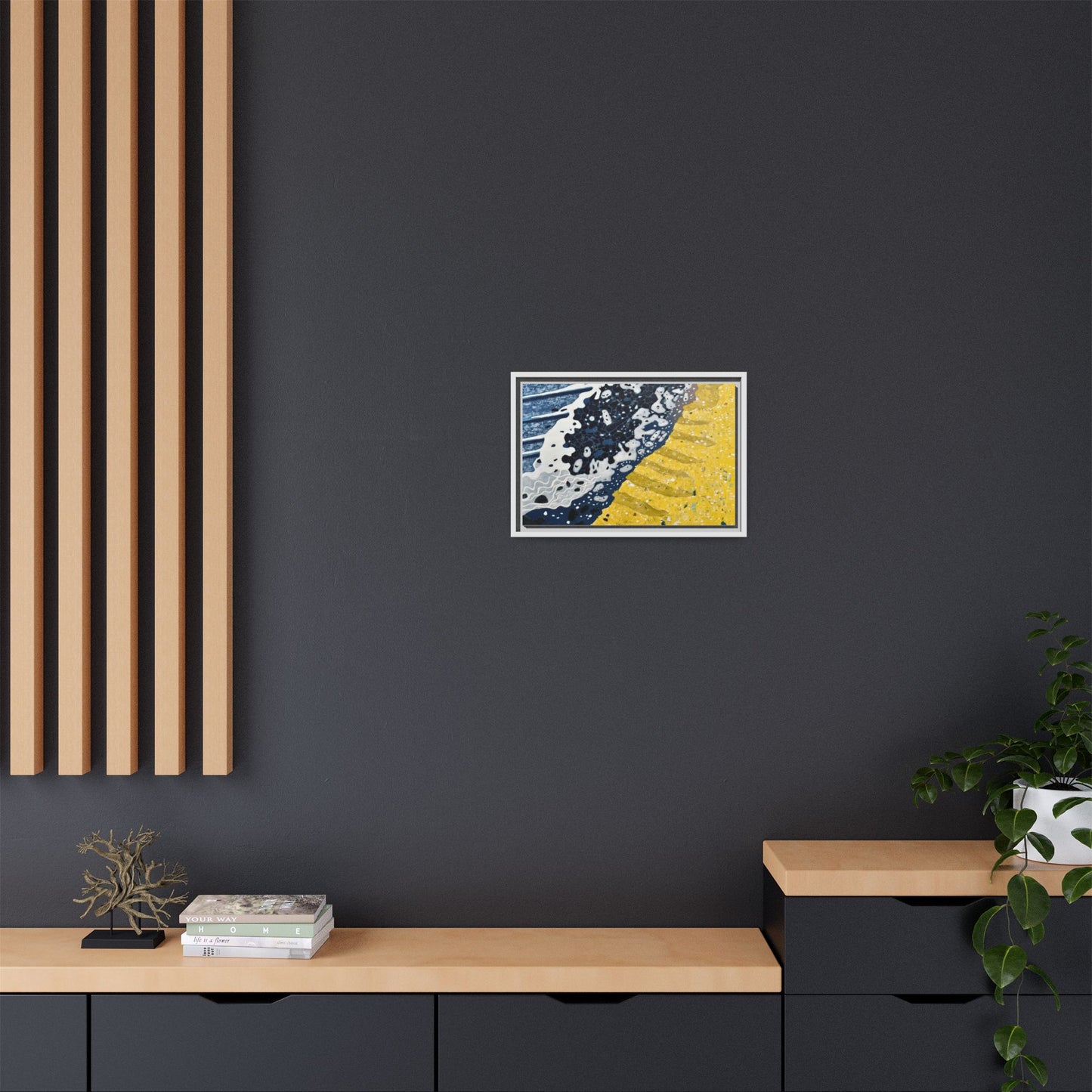 Framed Abstract Ocean & Sand Matte Canvas Print