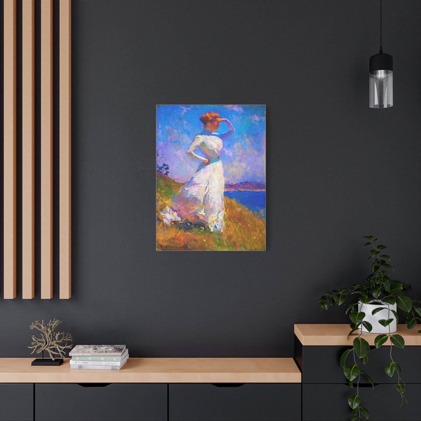 Impressionist Coastal Lady Matte Canvas Print — Stretched 1.25"