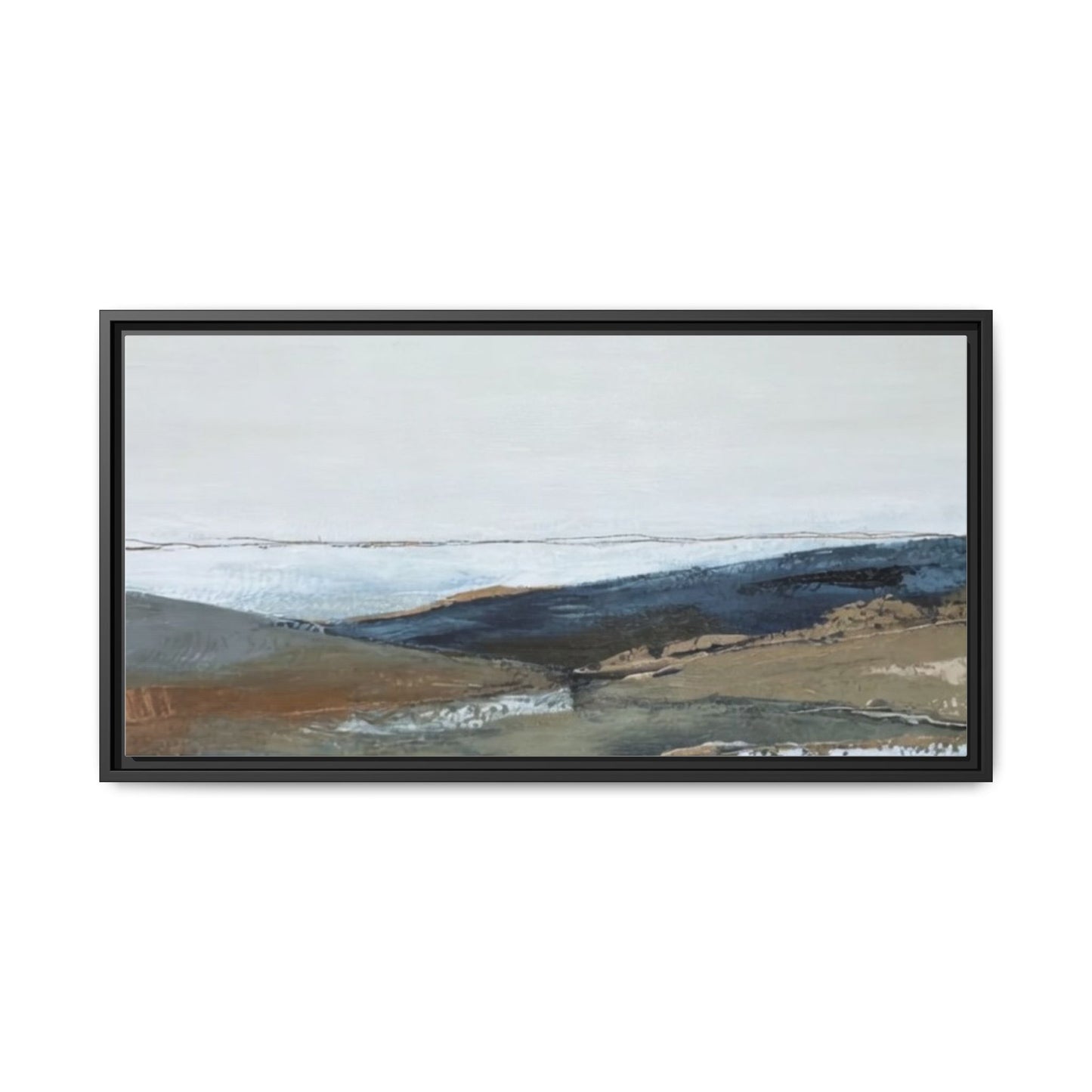 Framed Matte Canvas Wall Art — Serene Coastal Abstract Landscape