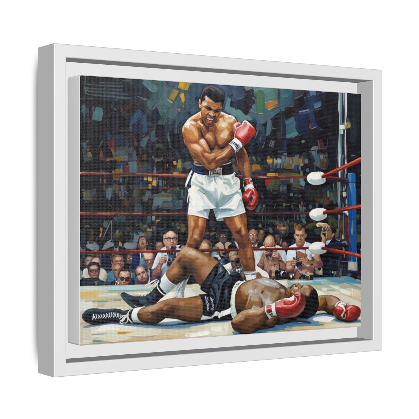 Framed Boxing Ring Canvas Print — Muhammad Ali Iconic Knockout Sport Art