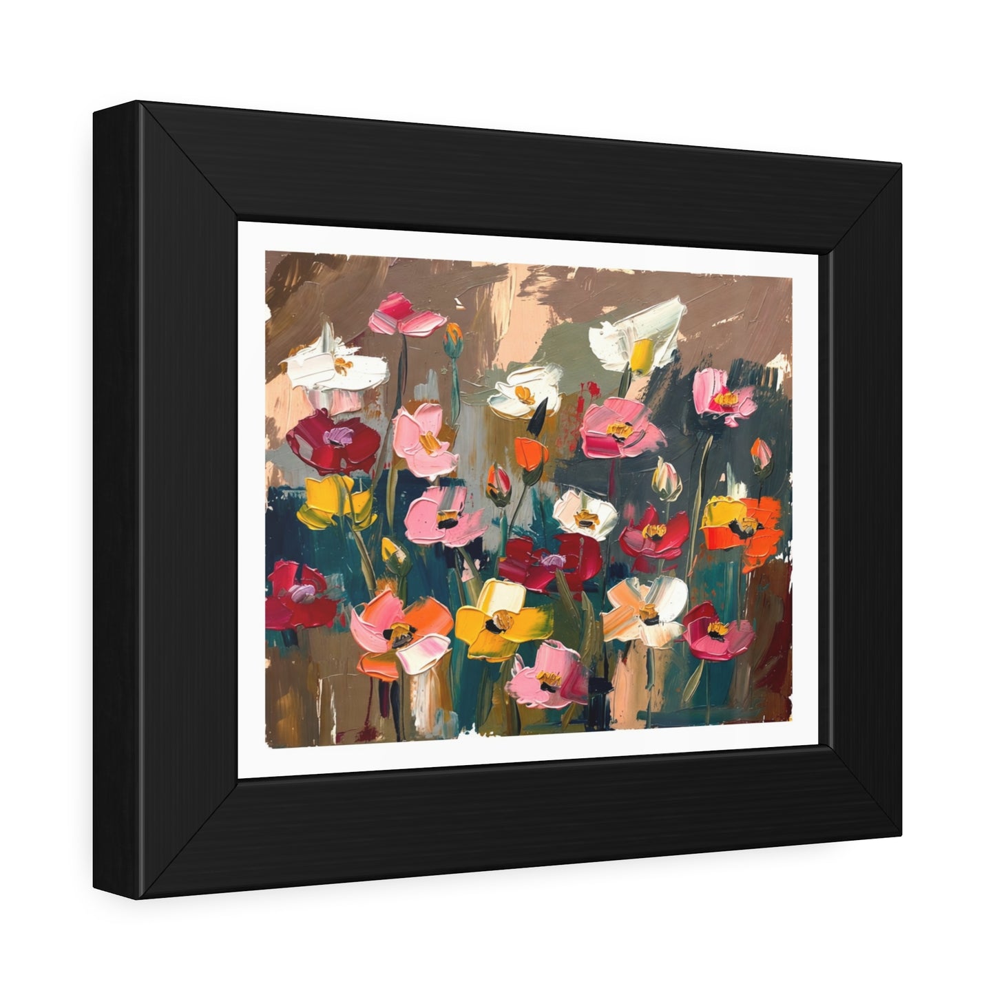 Framed Floral Poster — Colorful Abstract Flower Art Print