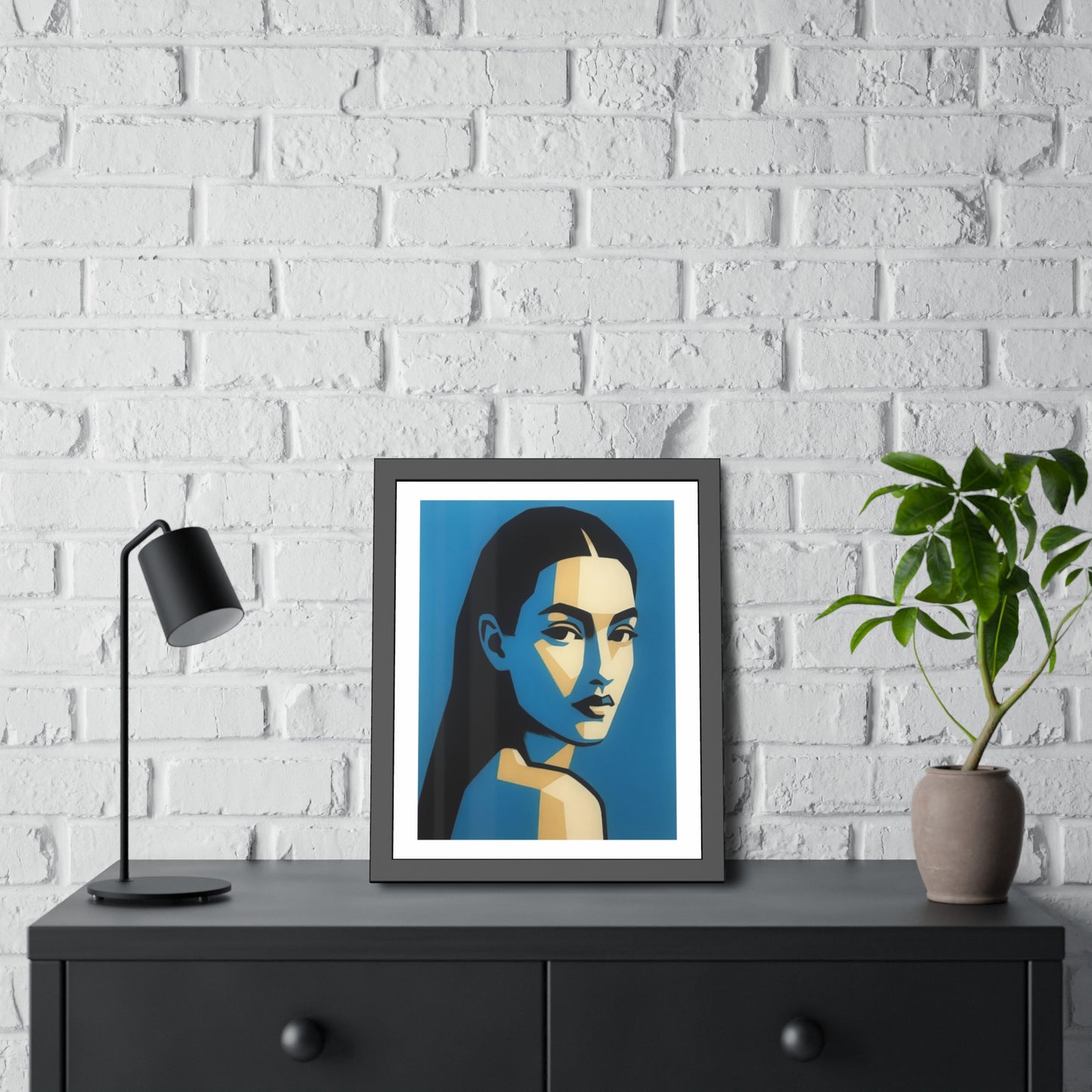 Framed Art Print — Blue Pop Portrait Poster