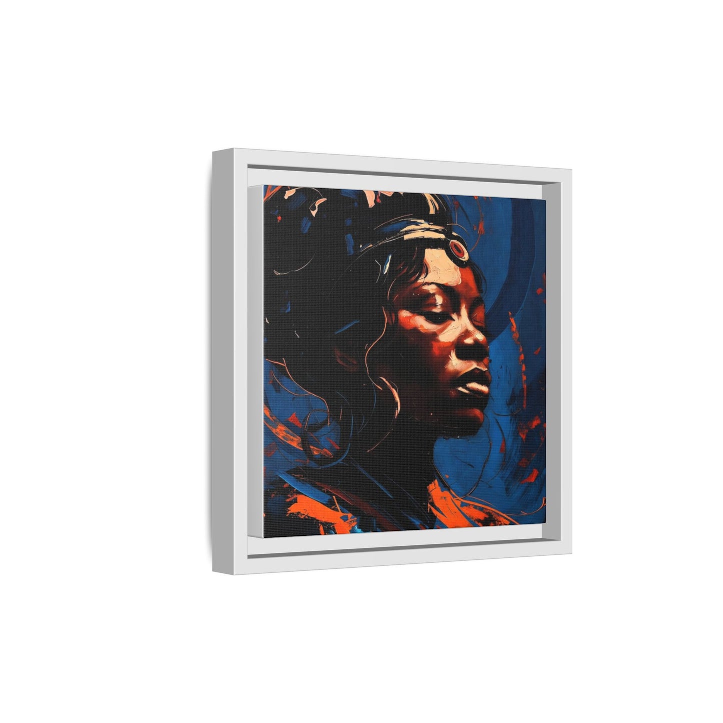 Framed Matte Canvas Art - Vibrant Portrait of a Black Woman (Multi-Color)