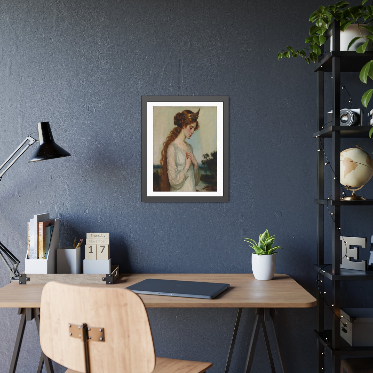 Framed Art Print — Pre-Raphaelite Woman Portrait, Vintage Romantic Wall Art