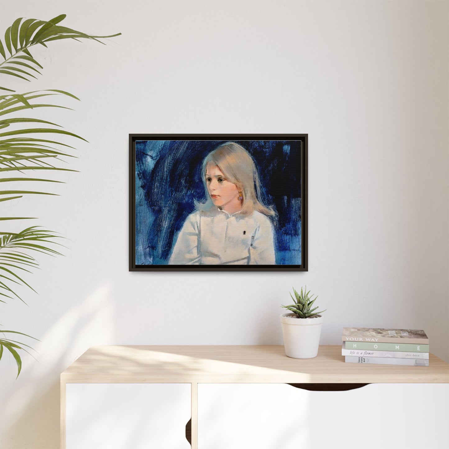 Painting of girl by Unknown Artist Framed Matte Canvas Classic Wall Art