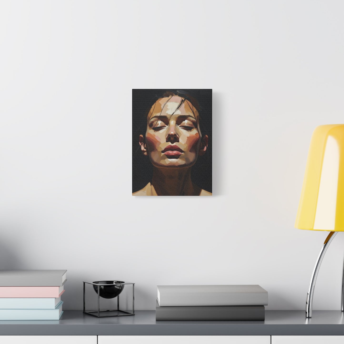 Contemporary Portrait Canvas Print — Meditative Woman Matte Stretched Wall Art