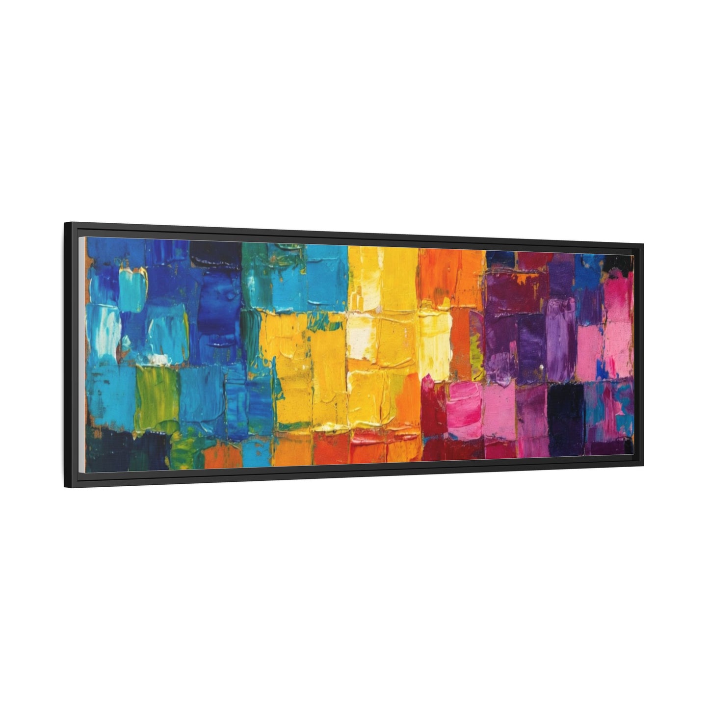 Abstract Rainbow Mosaic Framed Canvas Print — Colorful Modern Wall Art