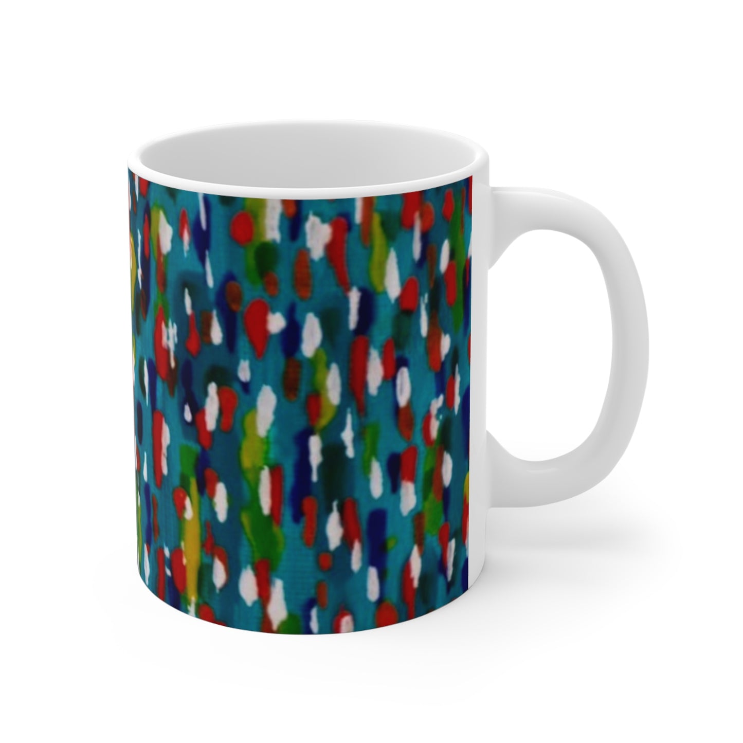 Abstract Color Splash Mug — Blue Multicolor Artistic Coffee Cup