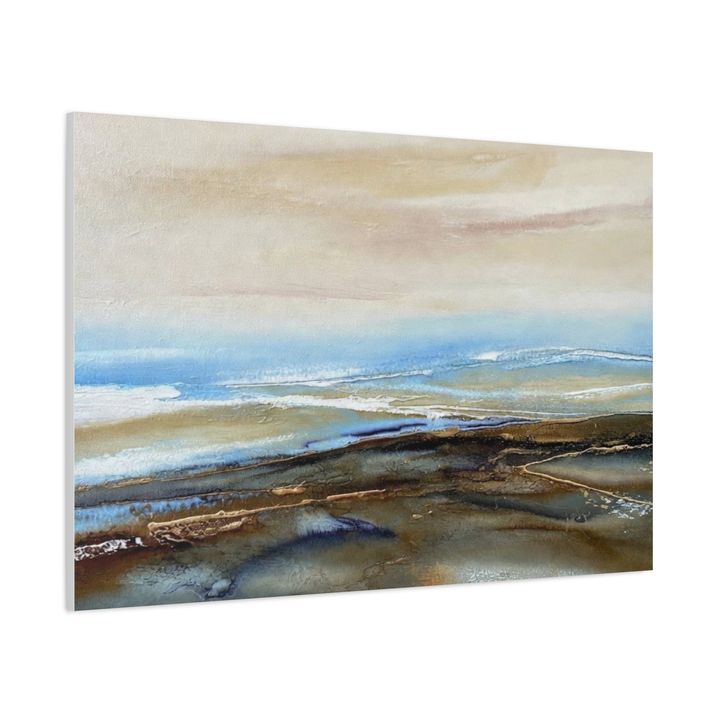 Coastal Abstract Matte Canvas Wall Art — Serene Ocean Horizon Stretch