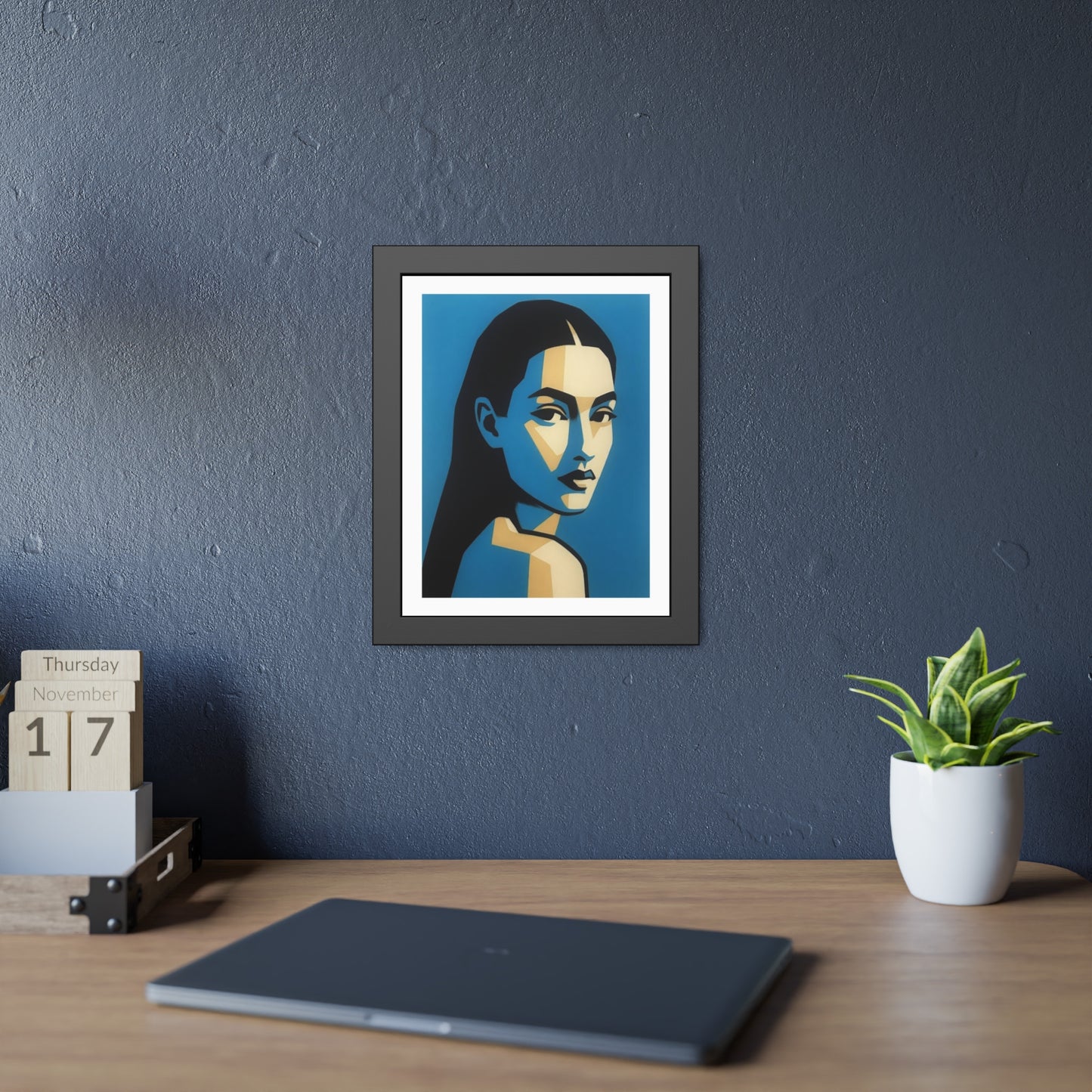 Framed Art Print — Blue Pop Portrait Poster