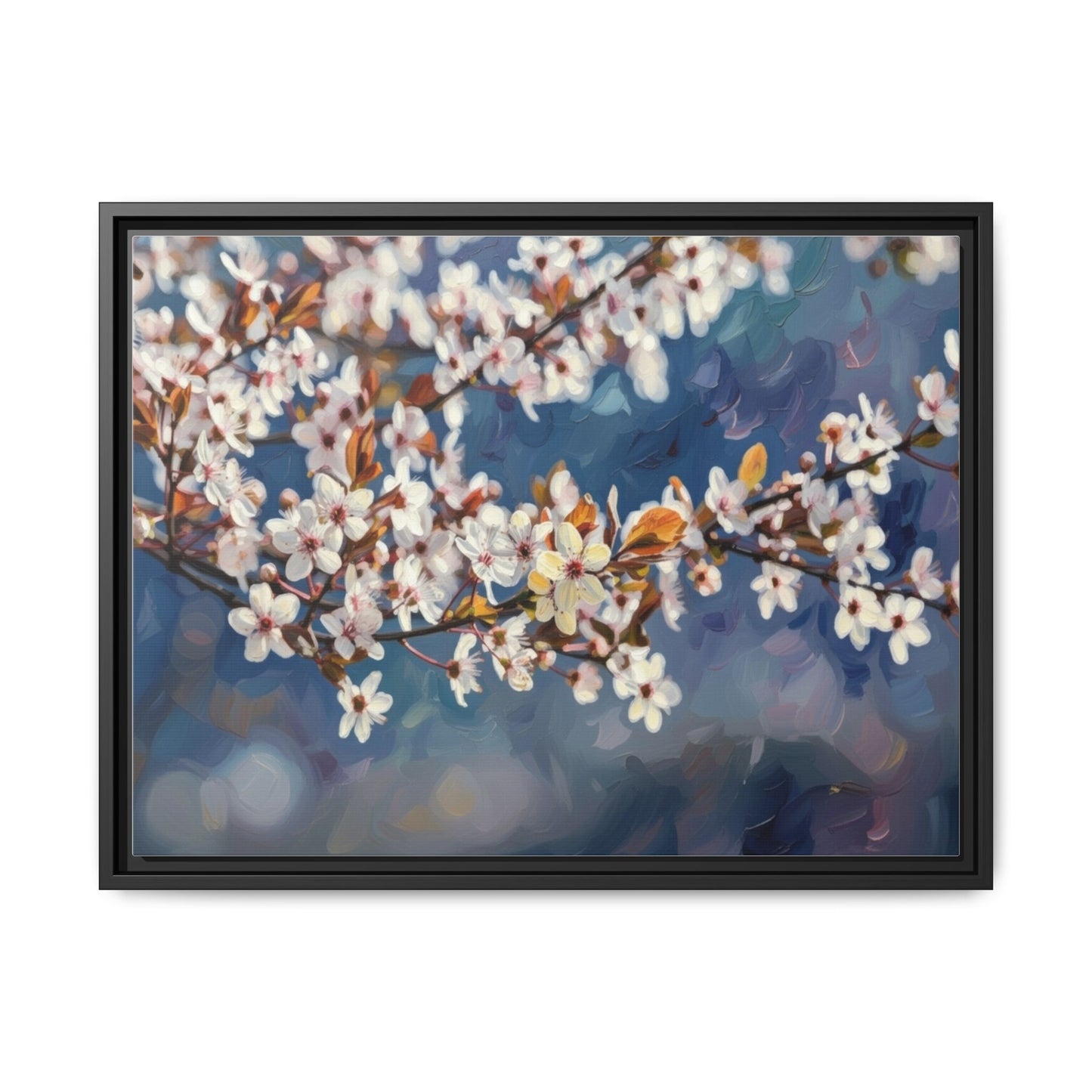 Framed Matte Canvas Print — Cherry Blossom Branch Wall Art
