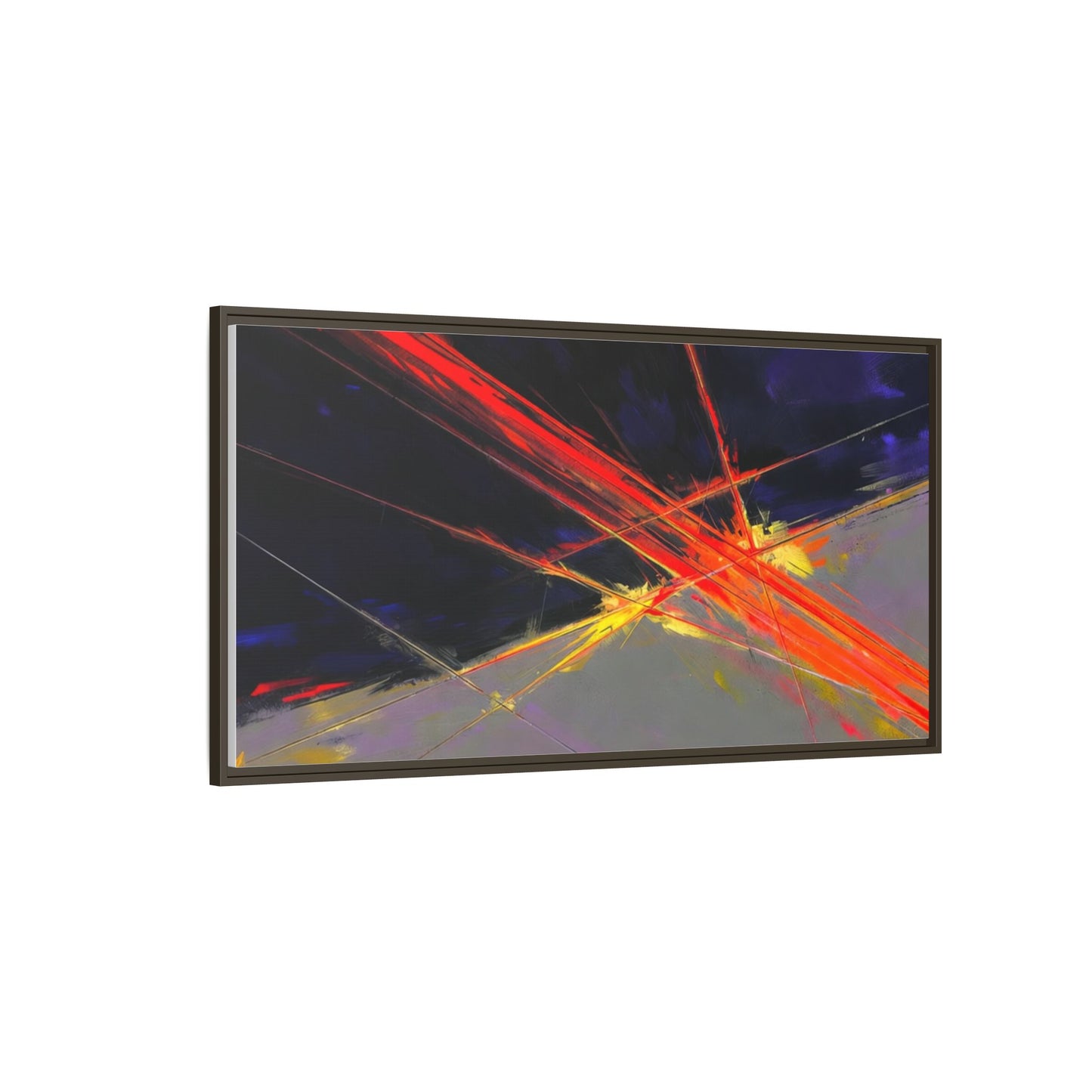 Abstract Red Streaks Framed Matte Canvas Art — Modern Multi‑Color Wall Decor