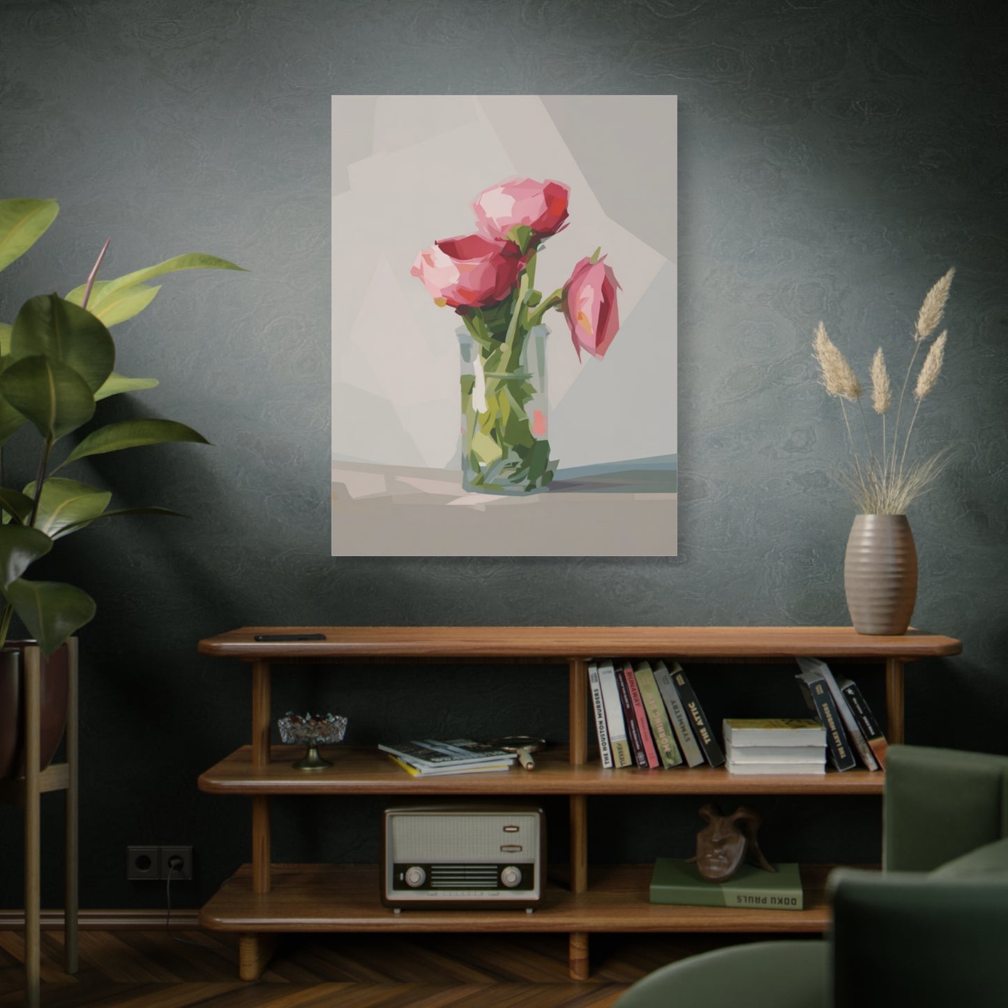 Pink Floral Vase Canvas Print — Stretched Matte Wall Art