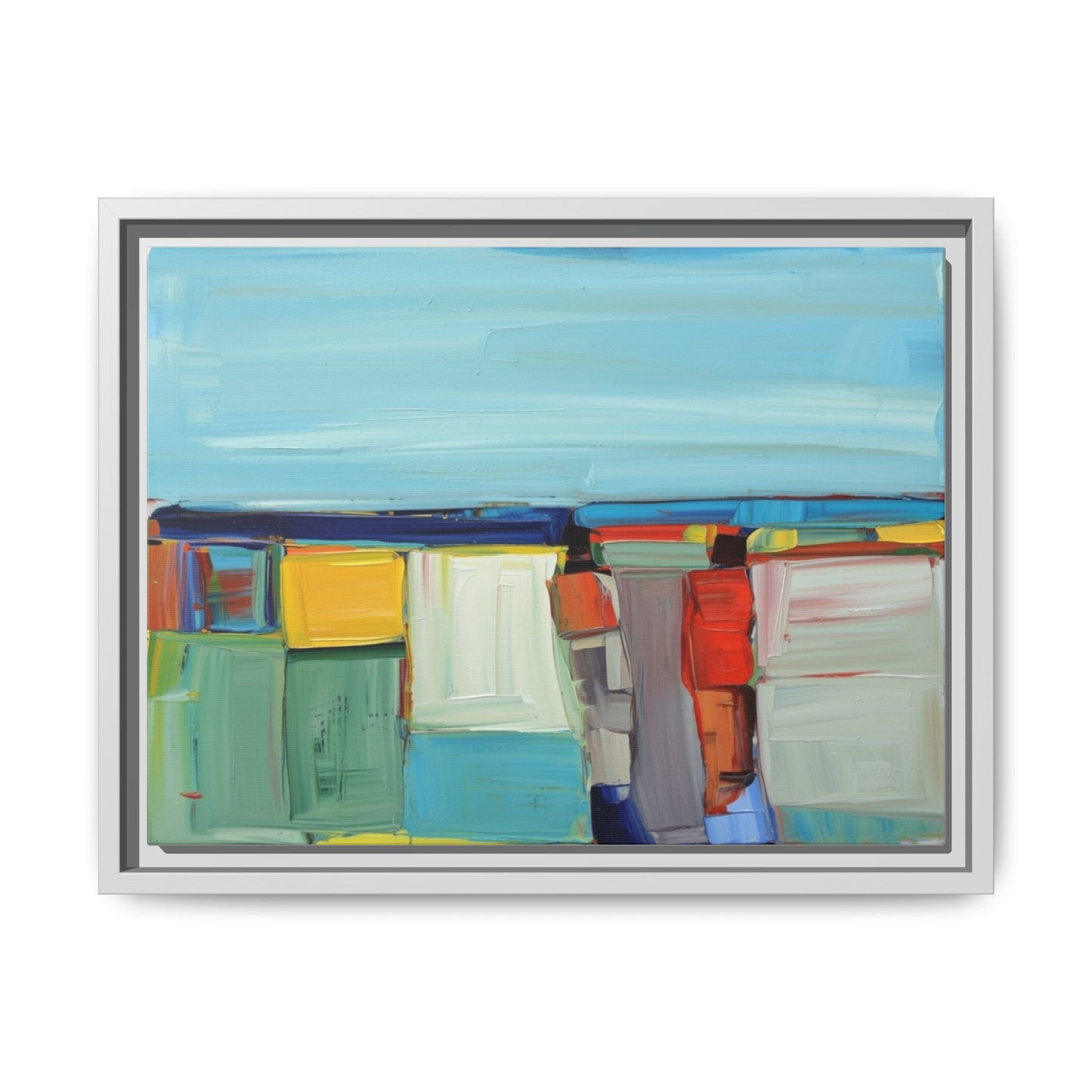 Abstract Coastal Blocks Matte Canvas Print (Framed)