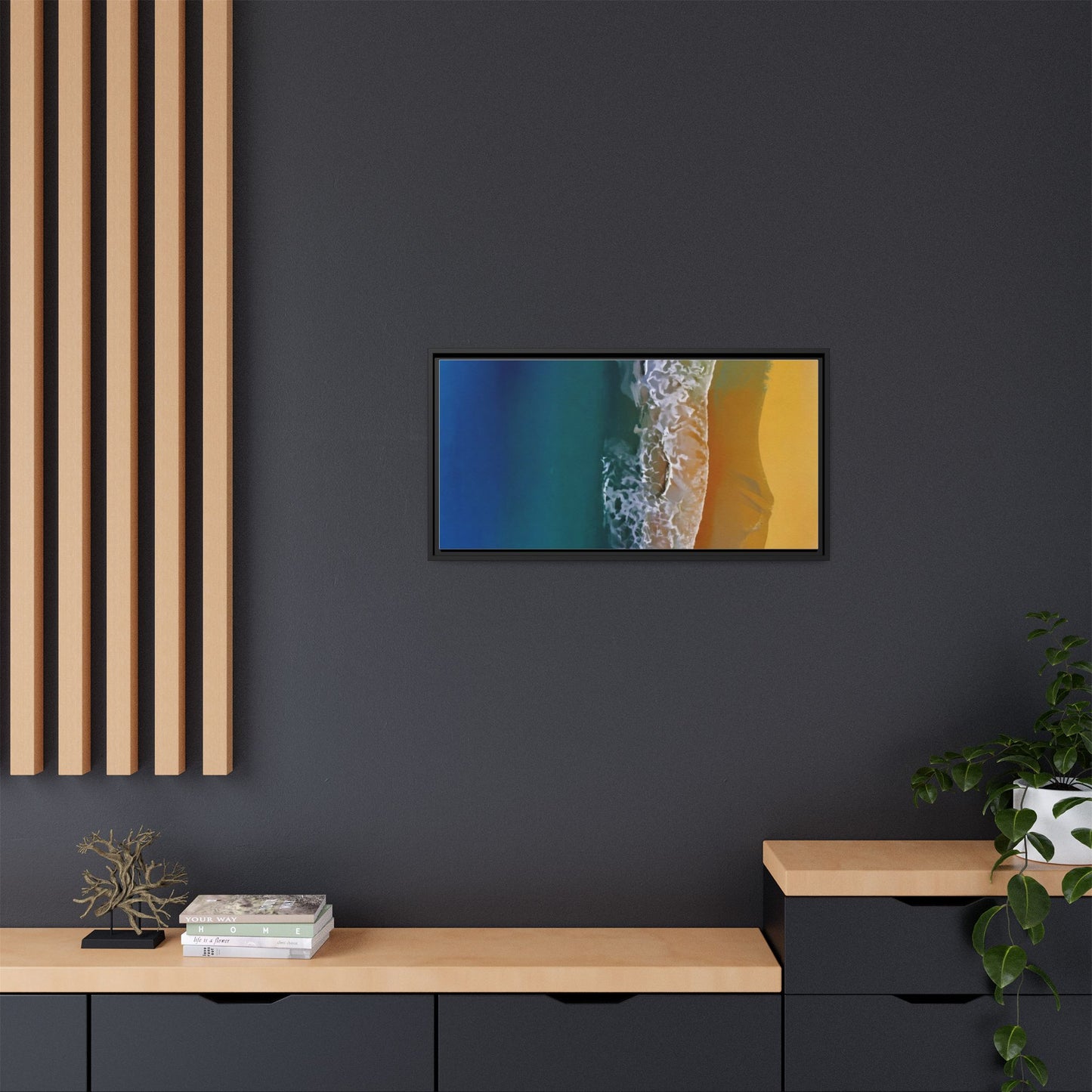 Framed Matte Canvas Seascape Print – Coastal Waves Wall Art