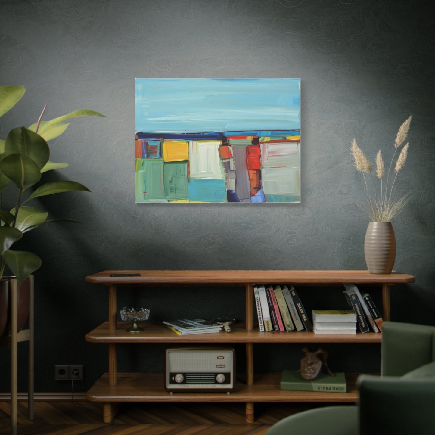 Abstract Coastal Landscape Canvas Print — Colorful Modern Seascape Wall Art