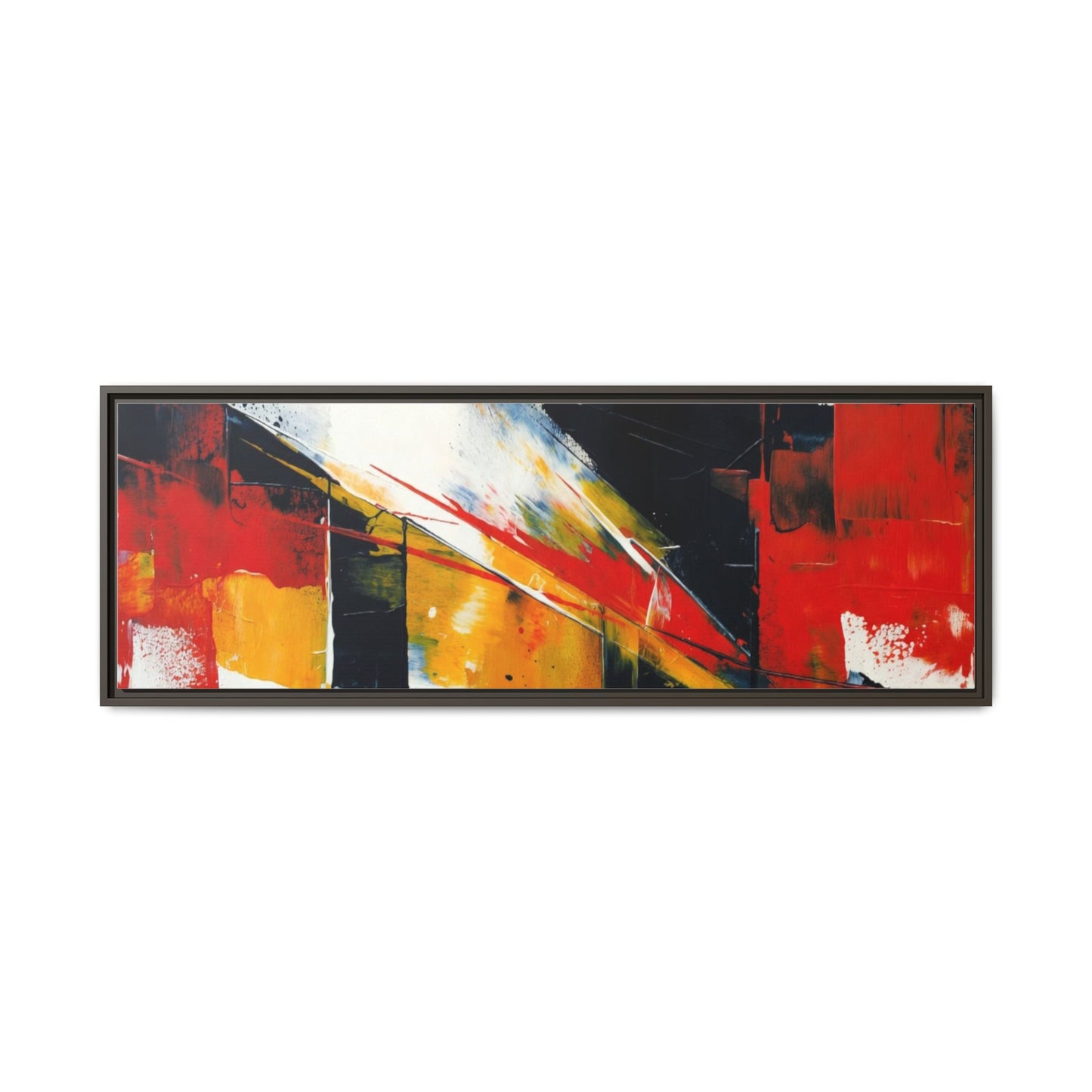 Abstract Red & Black Framed Canvas Print — Modern Geometric Wall Art