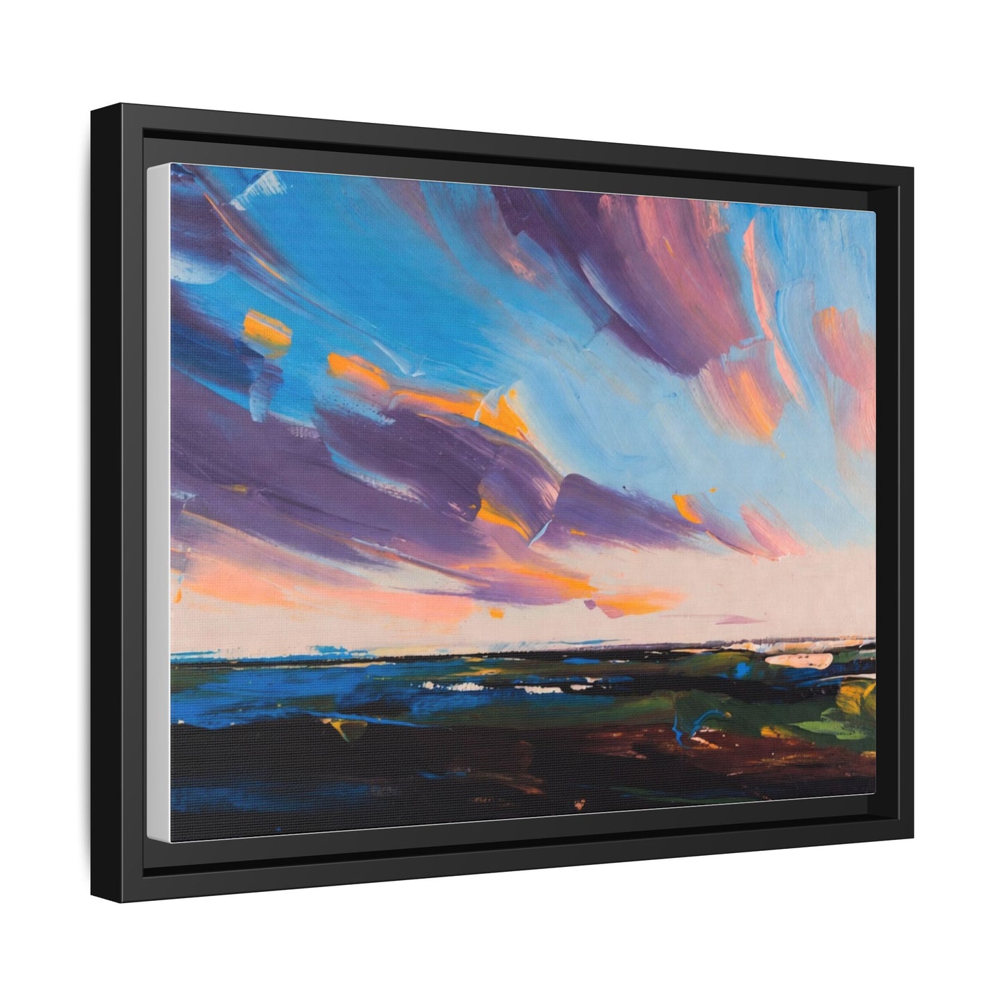 Framed Matte Canvas Abstract Seascape Sunset Art Print