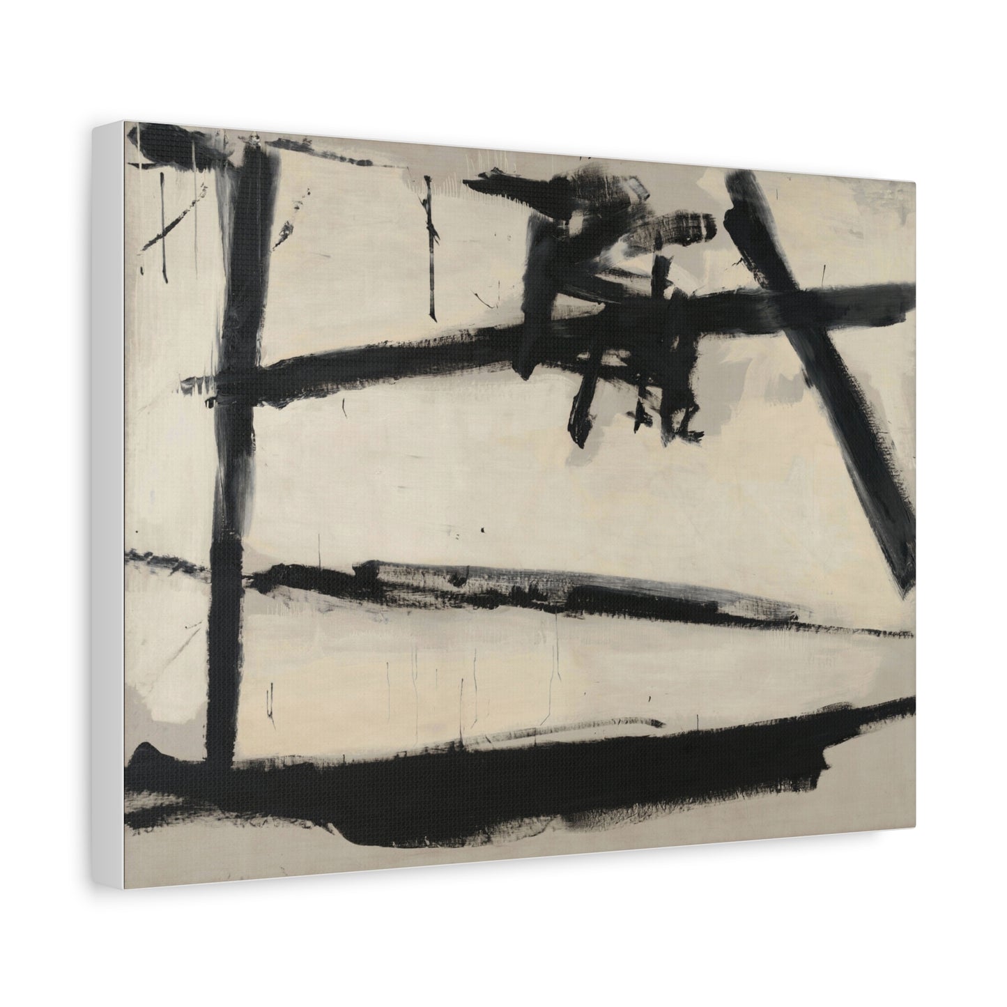 Painting Number 2 by Franz Kline Abstract Black and White Stretched Canvas Art – Matte Wall Decor