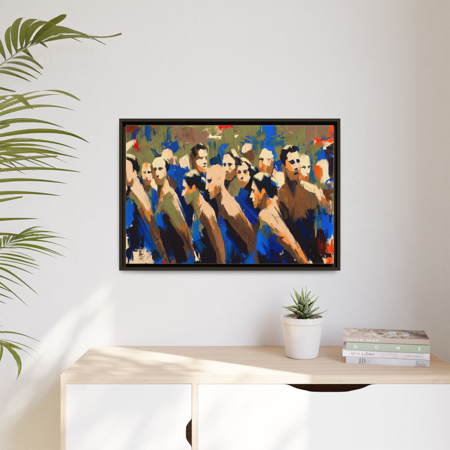 Abstract Crowd Matte Canvas Print — Framed Multi-Color Wall Art