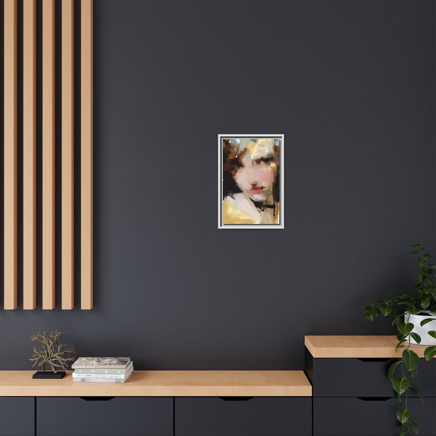 Abstract Portrait Matte Canvas Framed Print — Modern Feminine Wall Art
