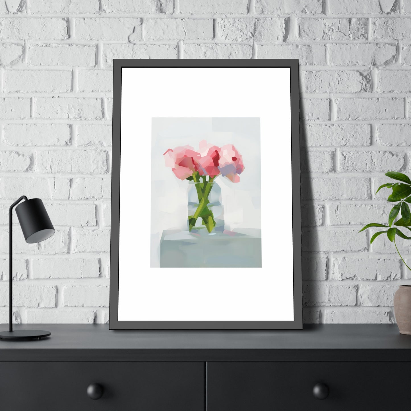 Framed Poster — Pink Floral Still Life Art Print (Modern Minimal)