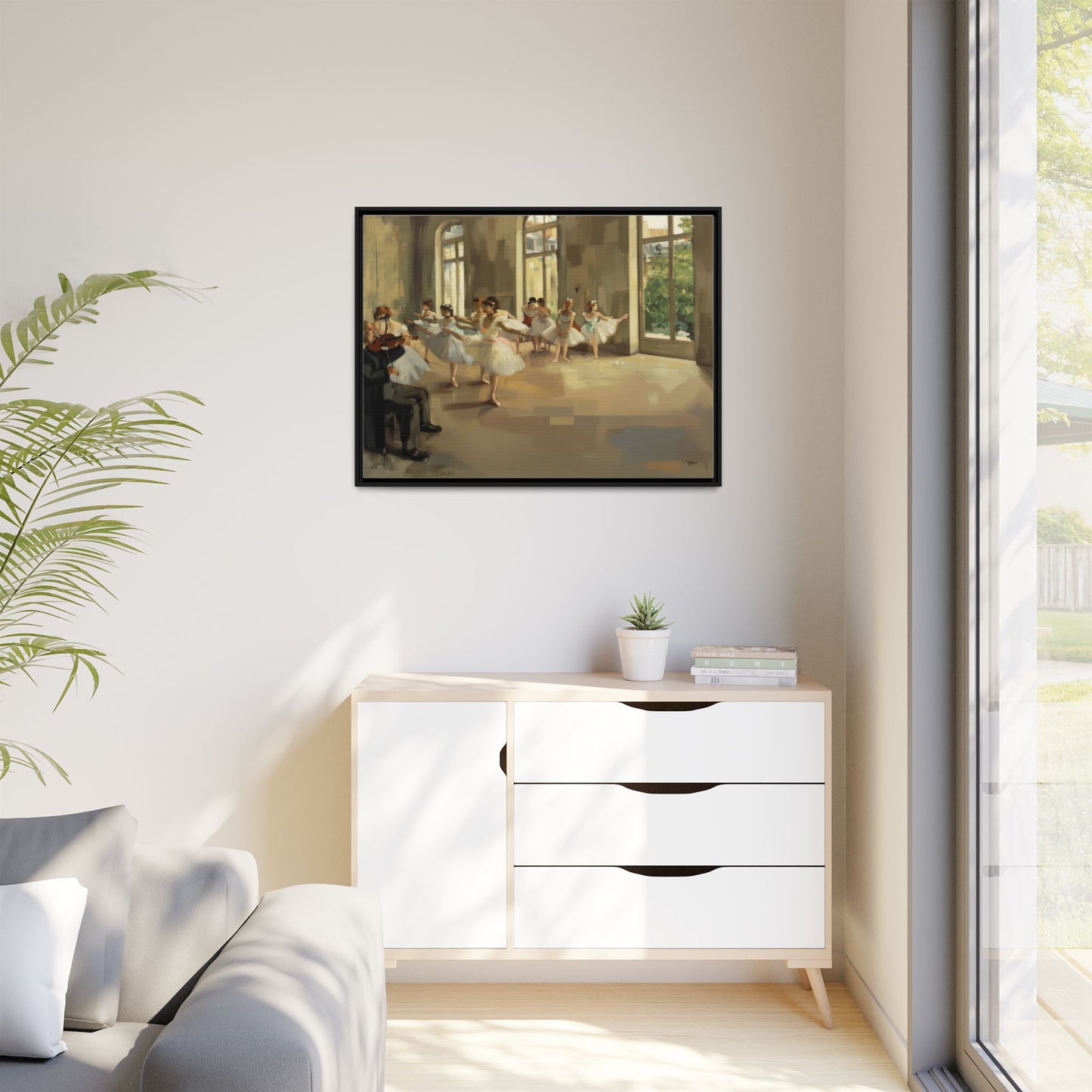 Framed Matte Canvas Print — Ballet Class Scene (Impressionist Dancers)