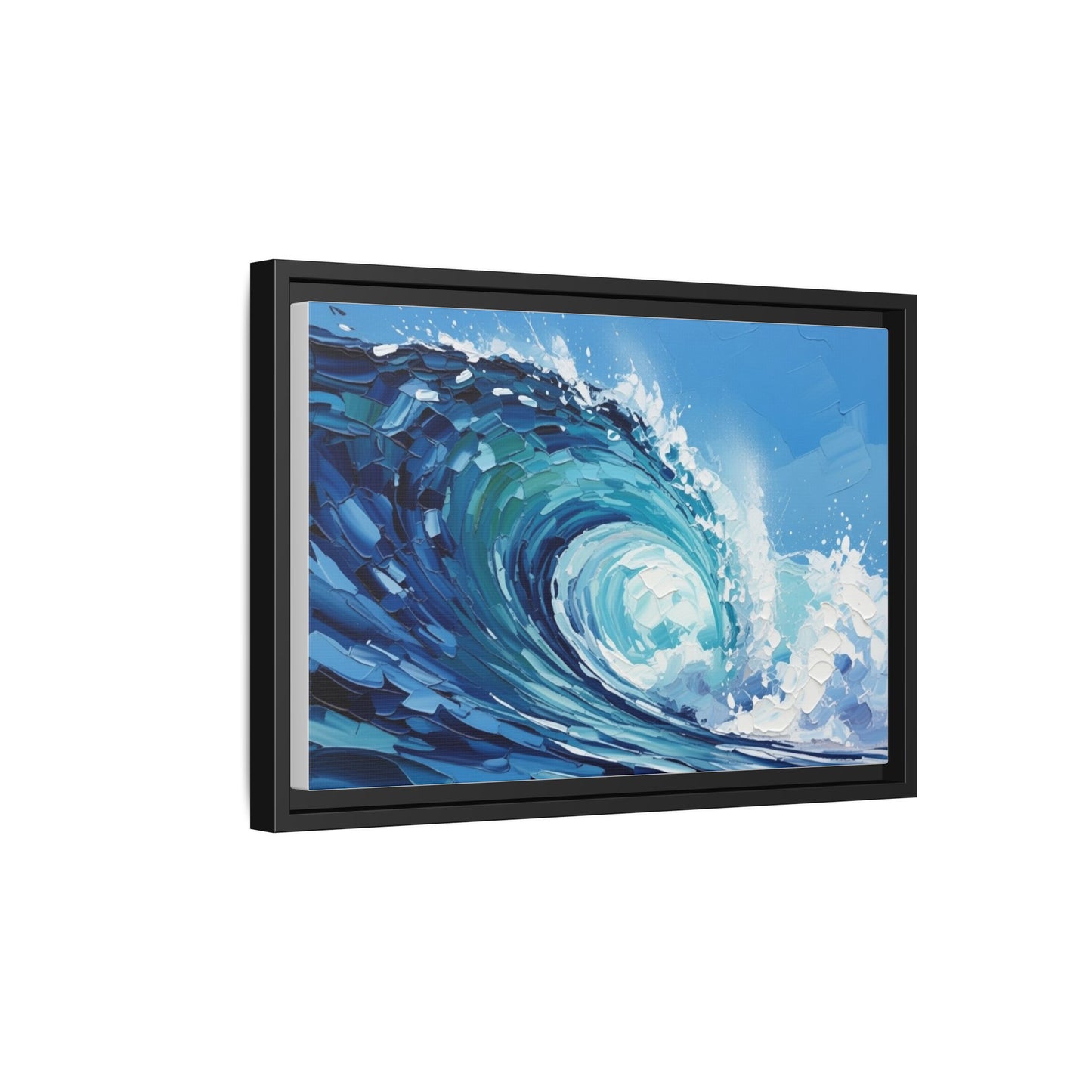 Framed Matte Canvas Wave Art — Blue Ocean Surf Wall Decor