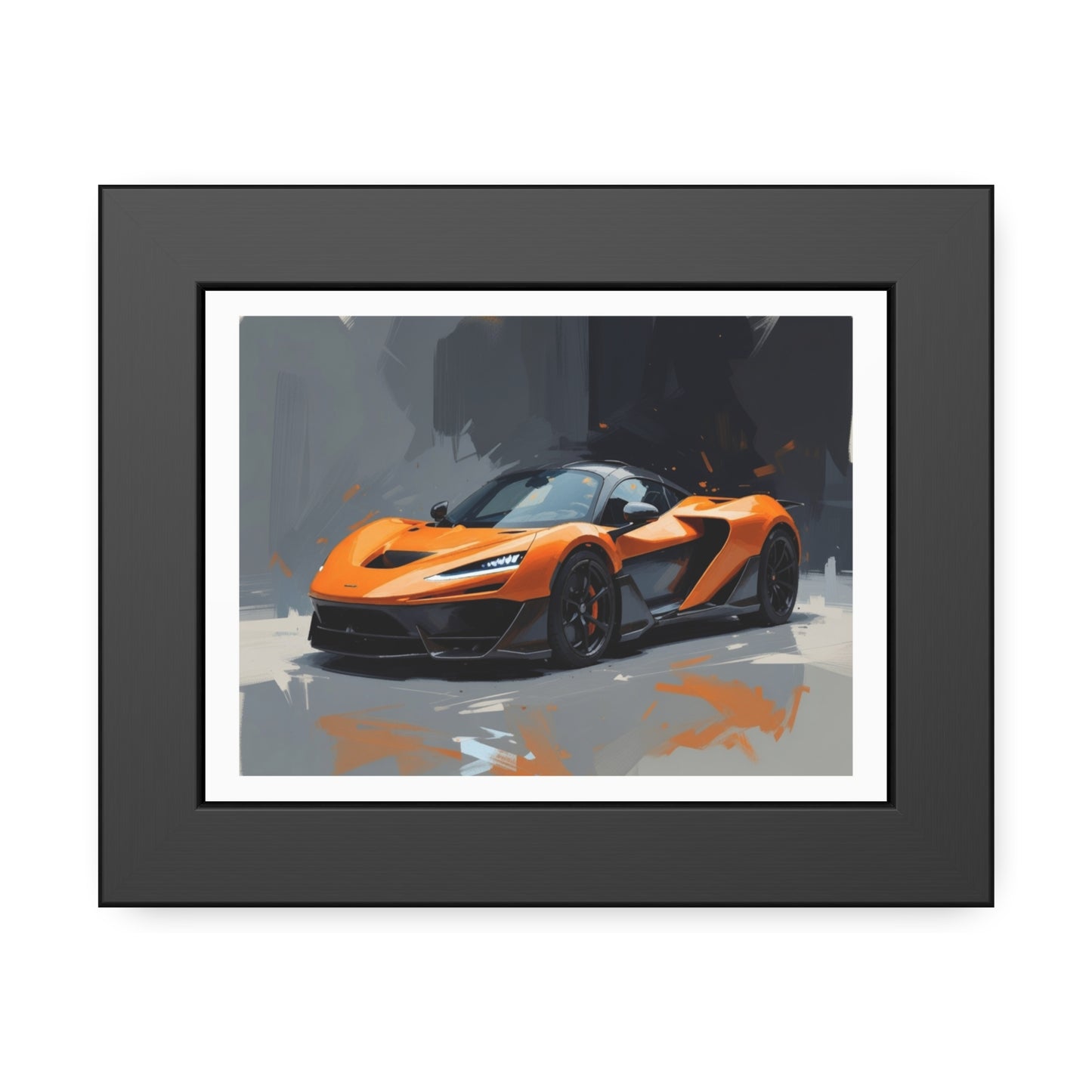 Framed Sports Car Poster — Orange Supercar Art Print