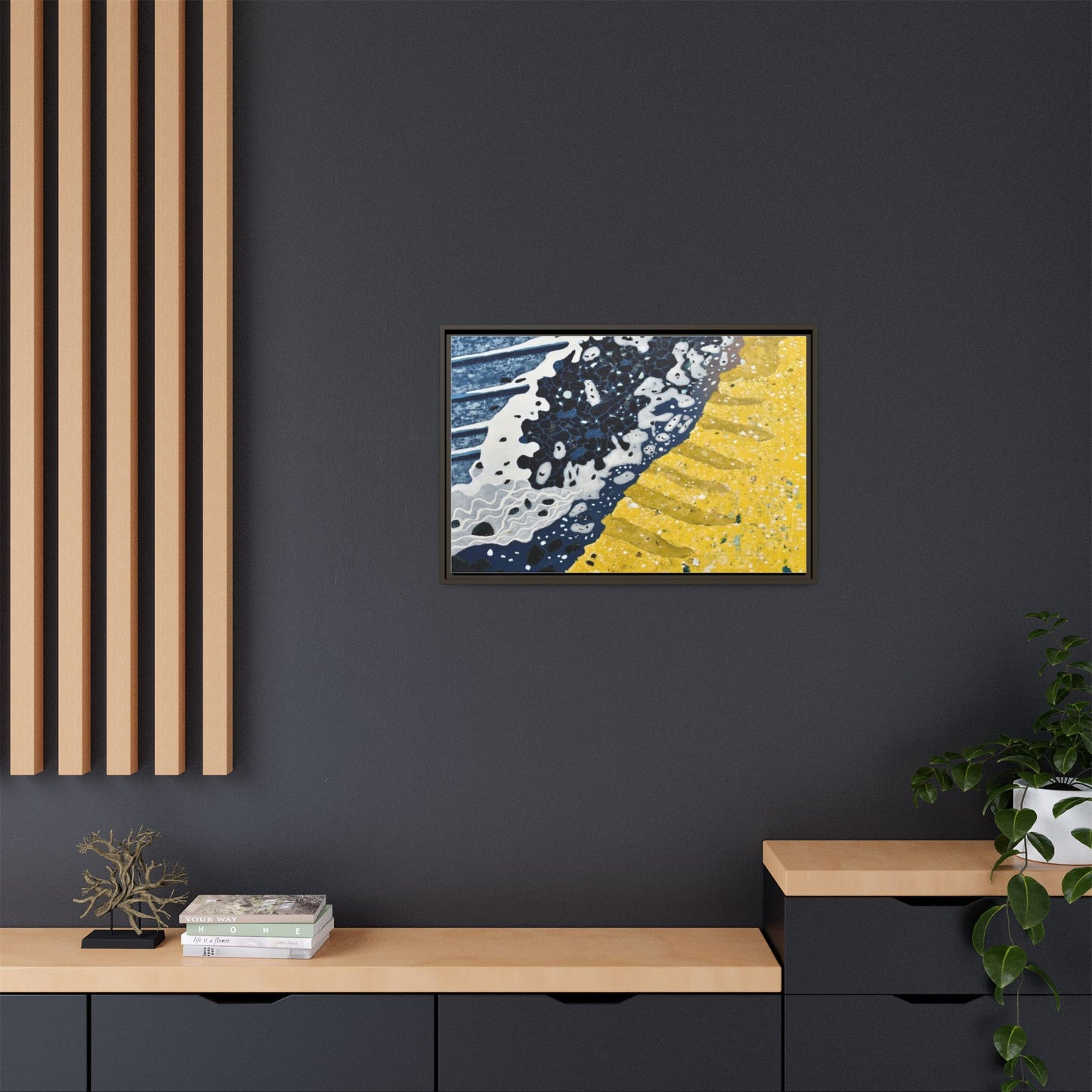 Framed Abstract Ocean & Sand Matte Canvas Print