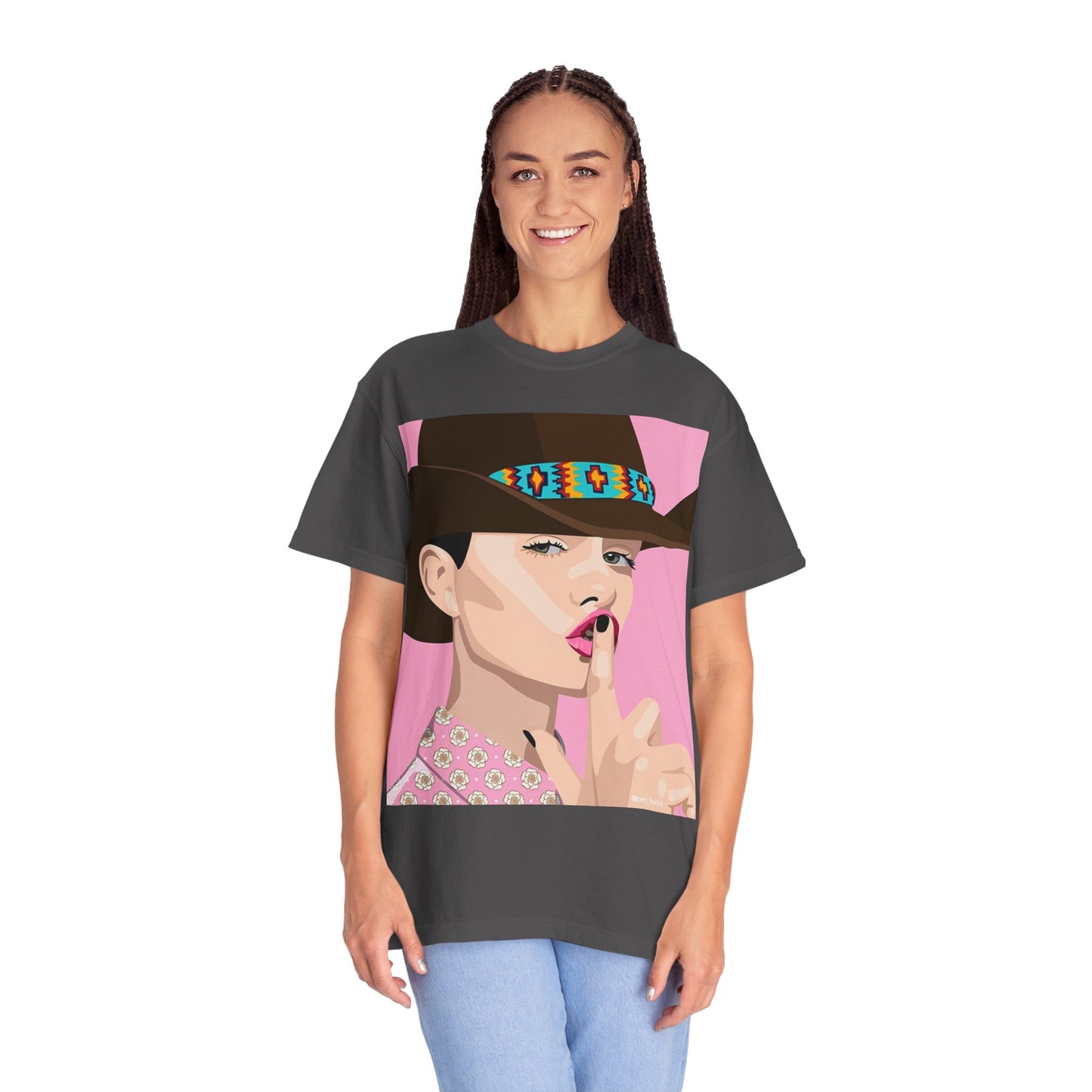 Cowgirl Pop Art T-Shirt — Pink 'Shh' Graphic Tee
