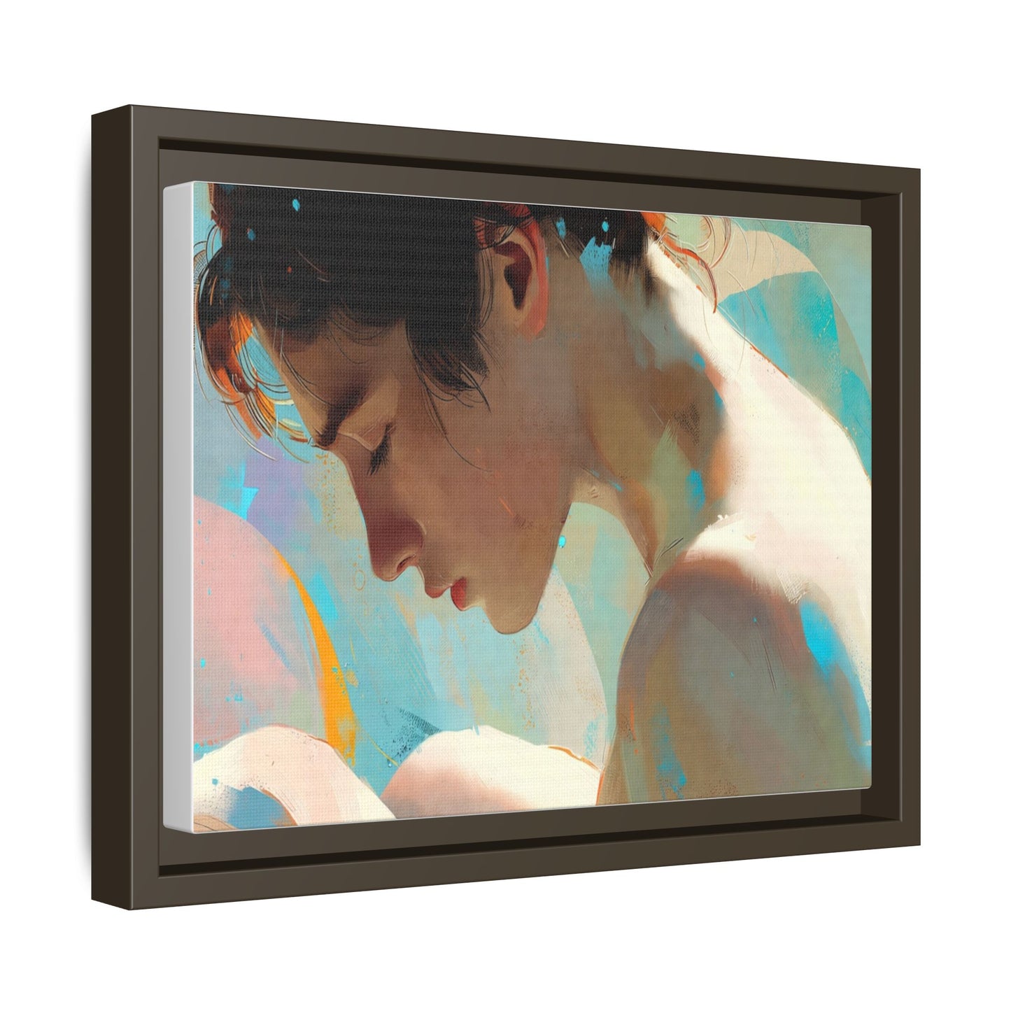 Framed Matte Canvas Print — Dreamy Portrait Art (Multi‑Color)