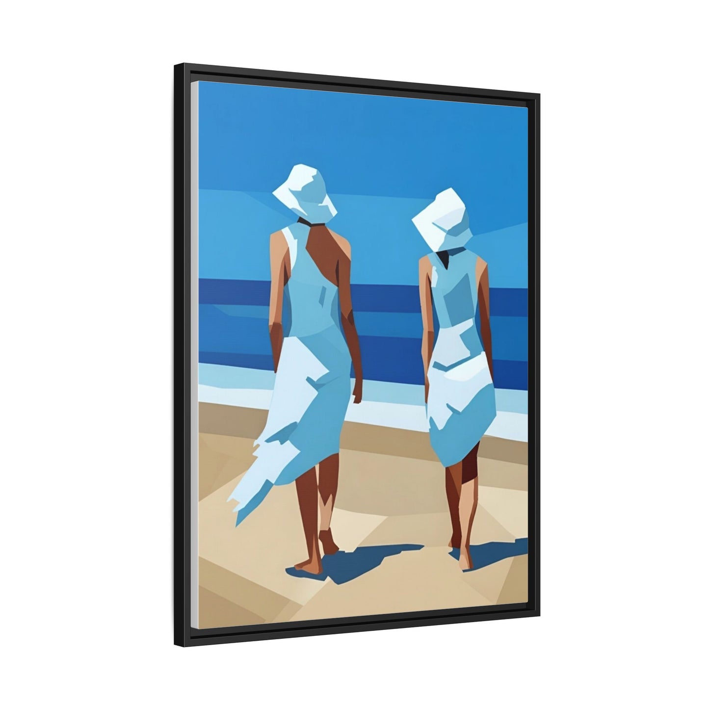 Seaside Stroll Matte Canvas Framed Print — Coastal Beach Art