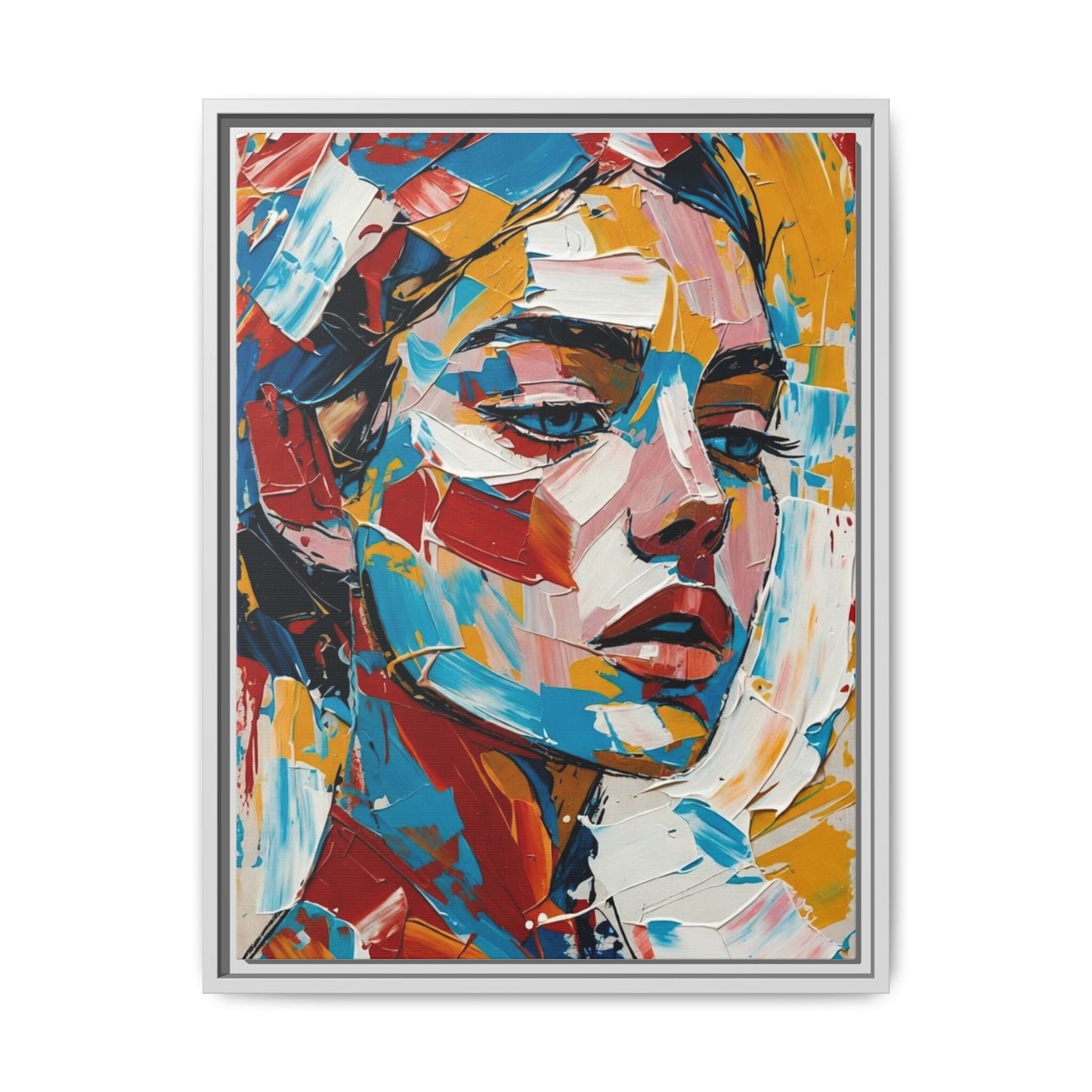 Colorful Abstract Portrait Framed Canvas Print