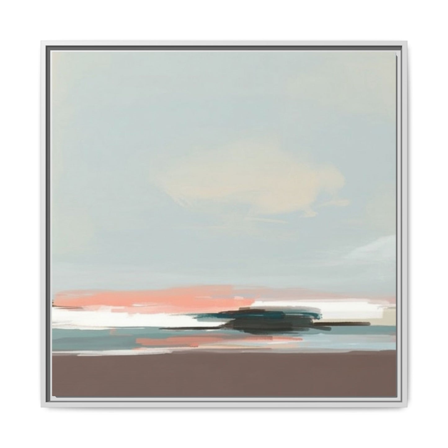 Framed Matte Canvas Print — Soft Coastal Abstract Landscape