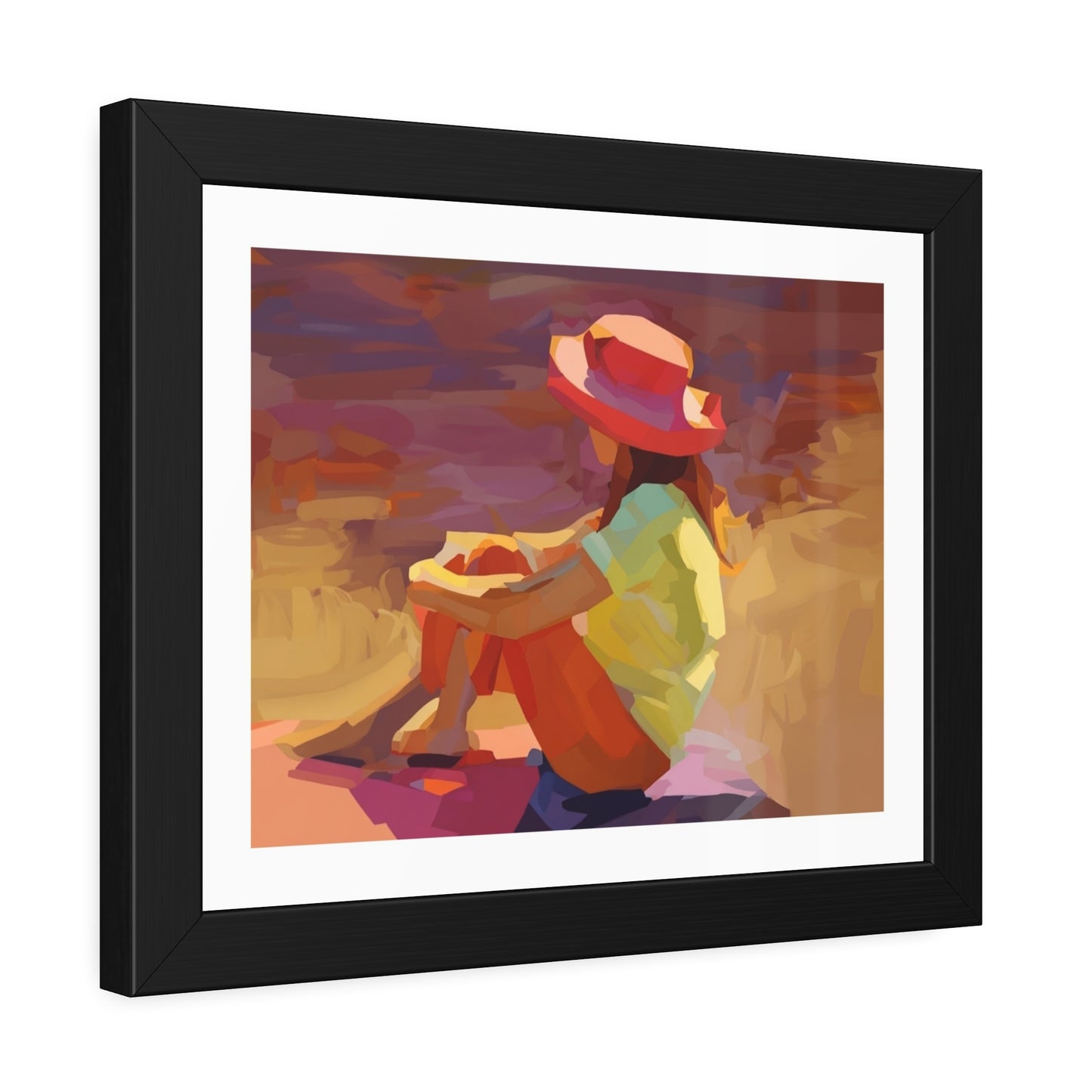 Framed Poster — Vibrant Coastal Girl Illustration, Summer Beach Wall Art