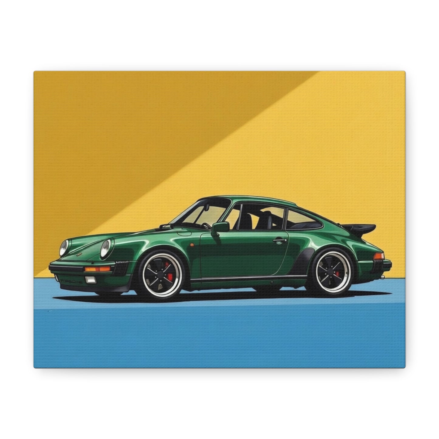 Vintage Green Porsche Art Print - Matte Stretched Canvas