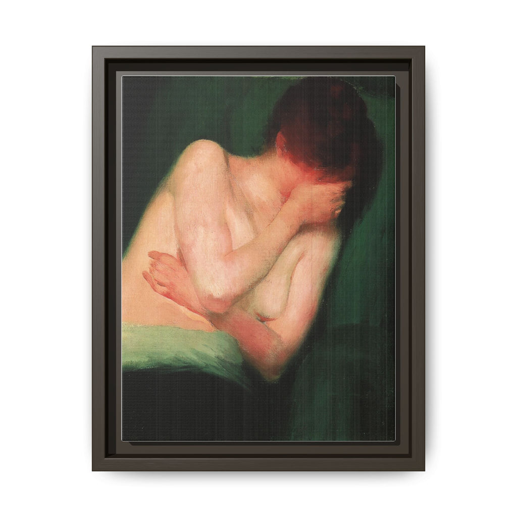 Female Nude by János Vaszary Framed Matte Canvas Wall Art Print