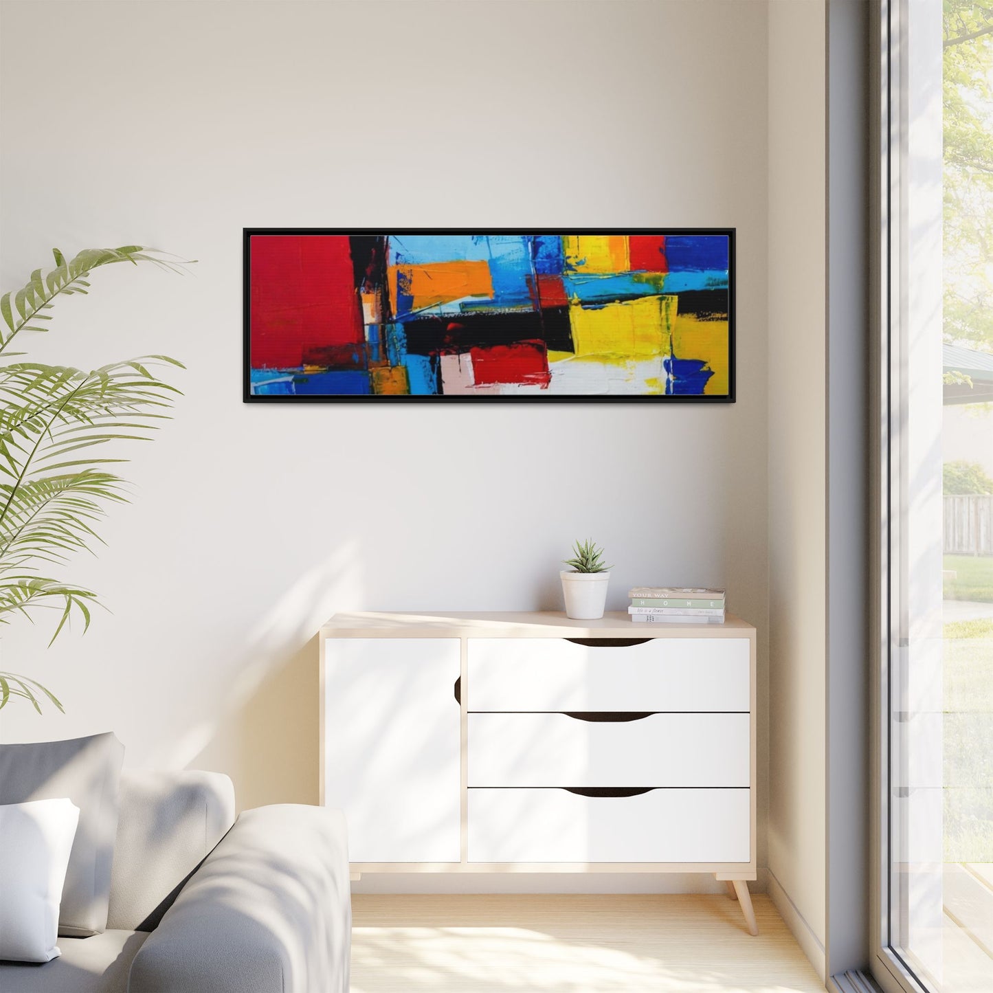 Abstract Color Block Matte Canvas Framed Wall Art