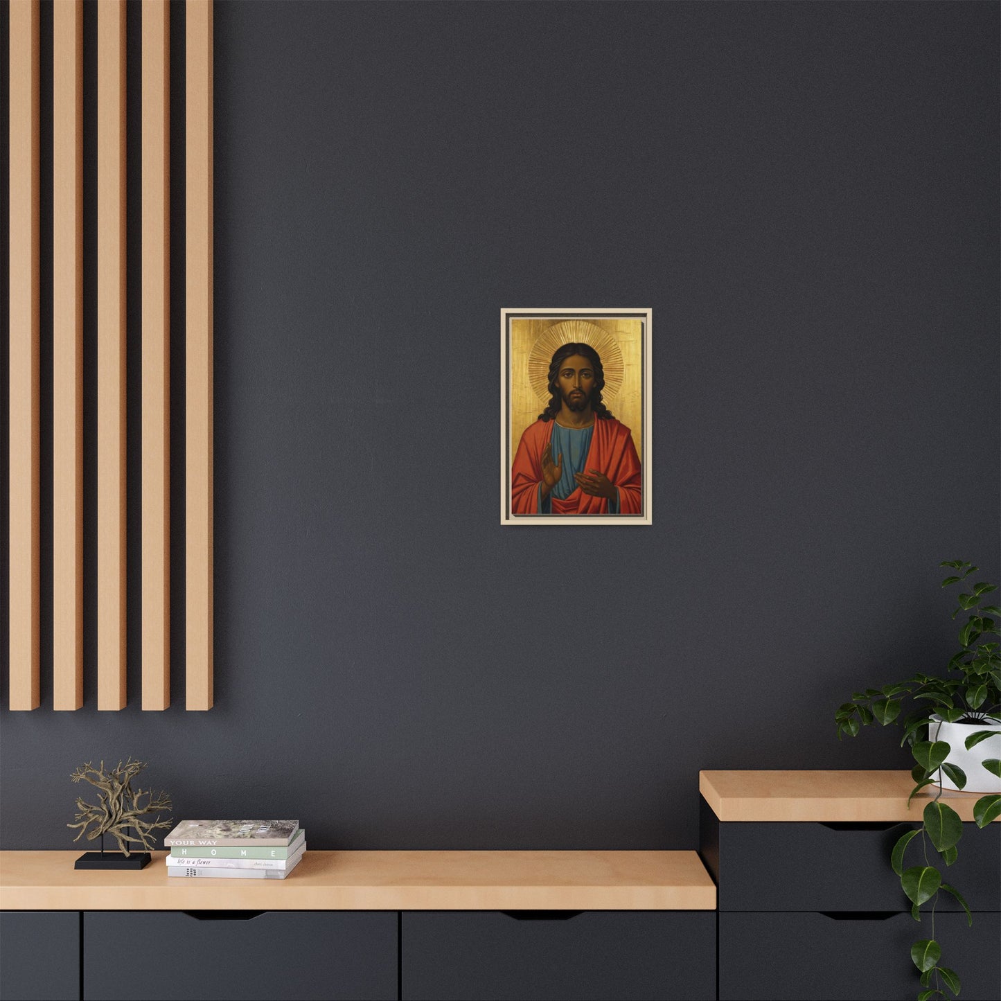 Framed Orthodox Christ Icon Matte Canvas — Religious Wall Art for Home, Church, or Prayer Corner