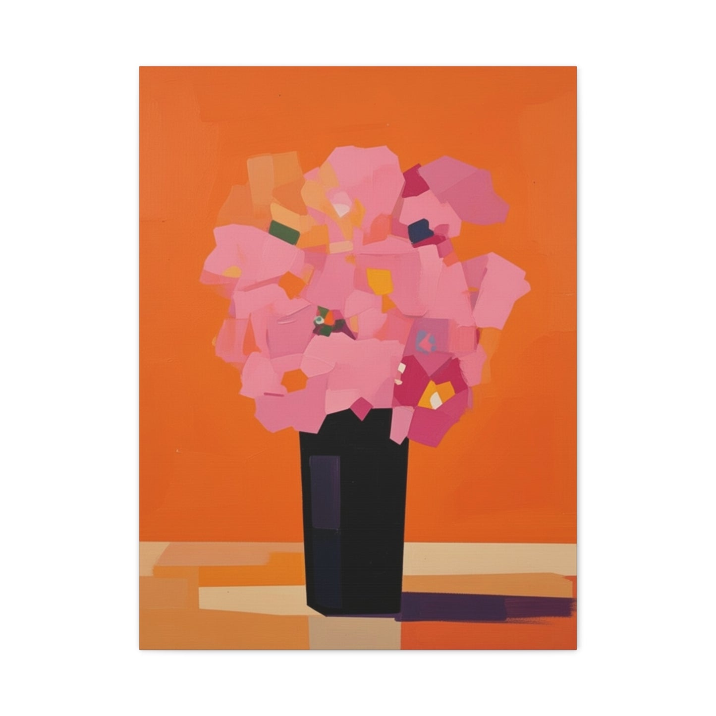 Modern Pink Flowers Canvas Print — Abstract Floral Wall Art