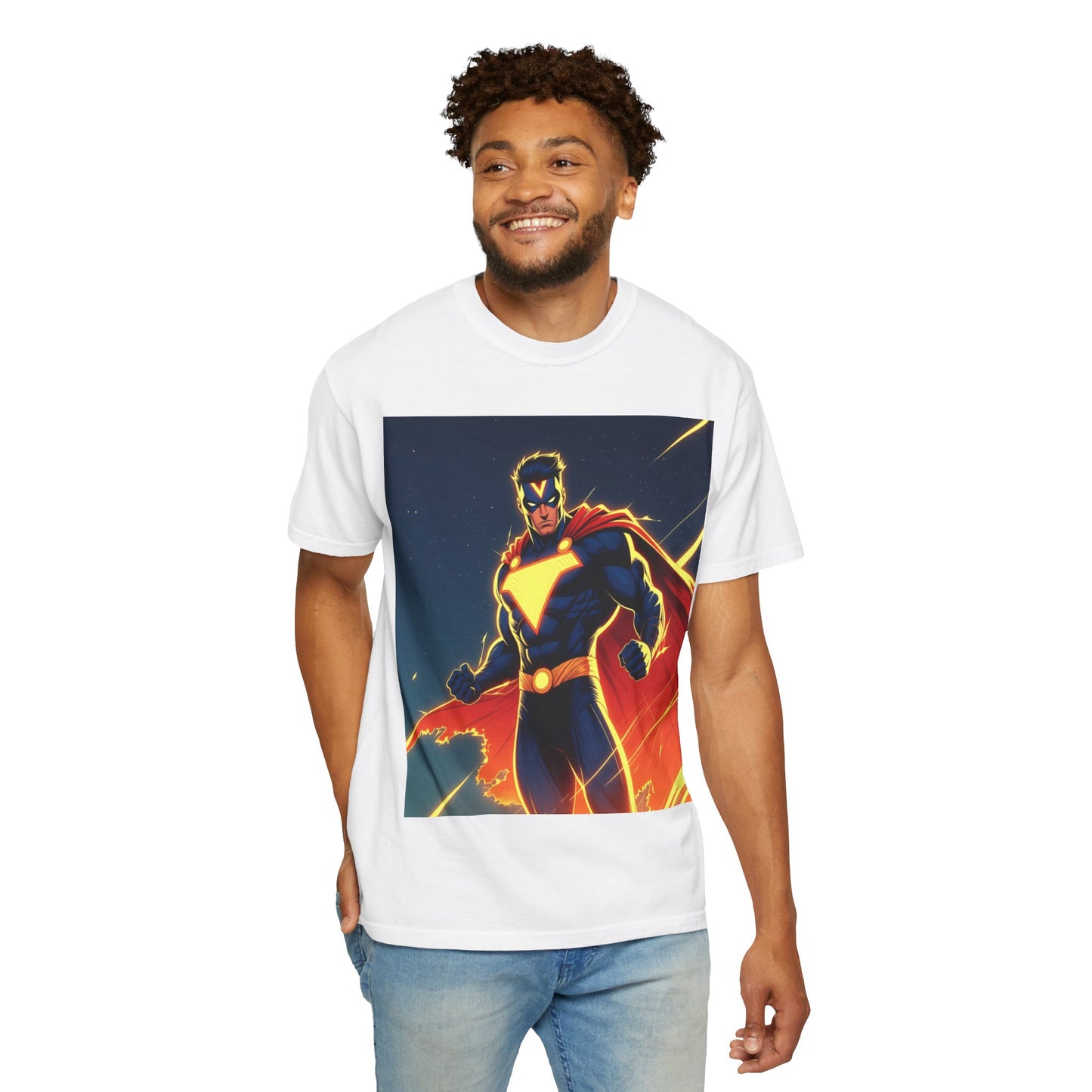 Superhero Graphic T-Shirt – Bold Cape Hero Design