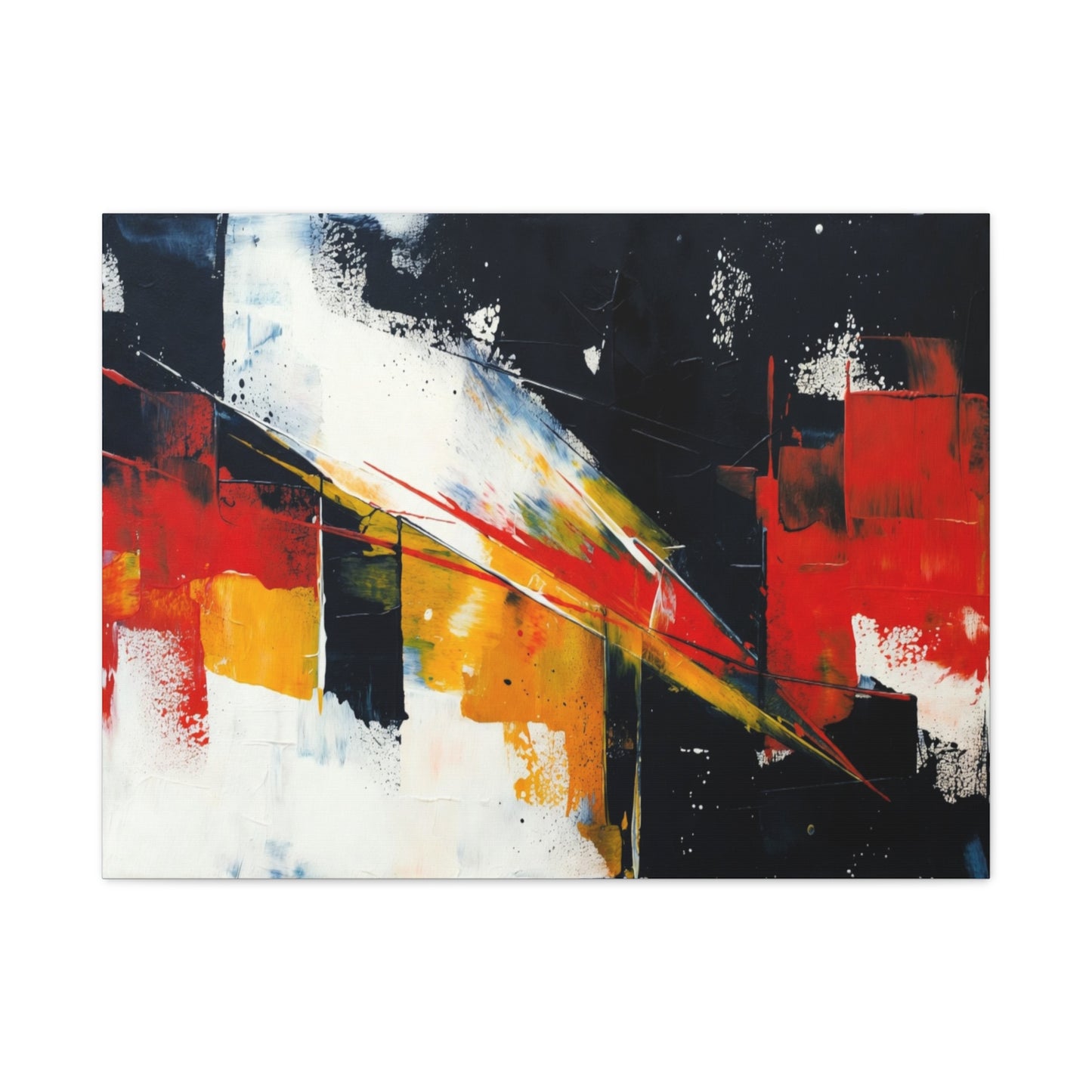 Abstract Geometric Canvas Art — Bold Red & Black Modern Wall Painting