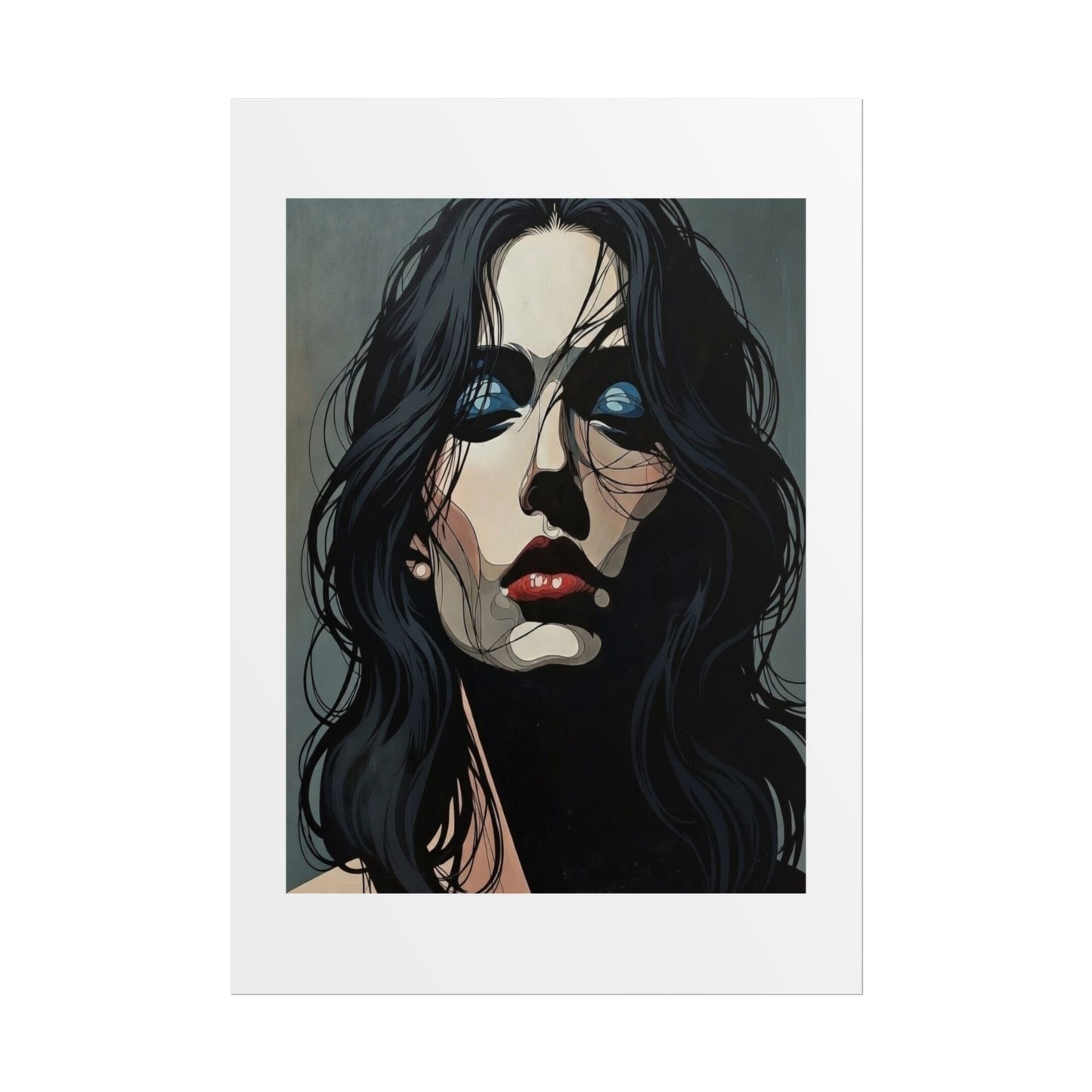 Rolled Poster — Moody Portrait Art Print (Dark Femme, Blue Eyeshadow)